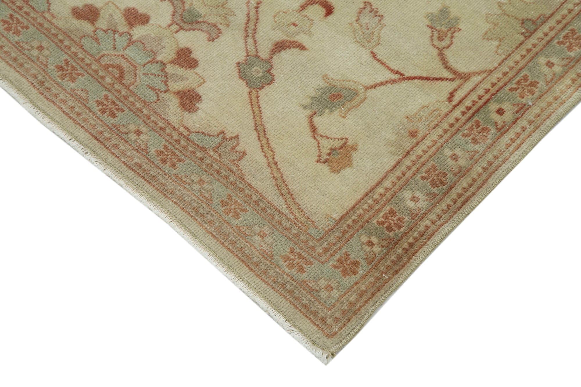 Handmade Wool Area Rug – Tebriz Classic Beige Vintage Cotton Rug 2'11''x10'4''