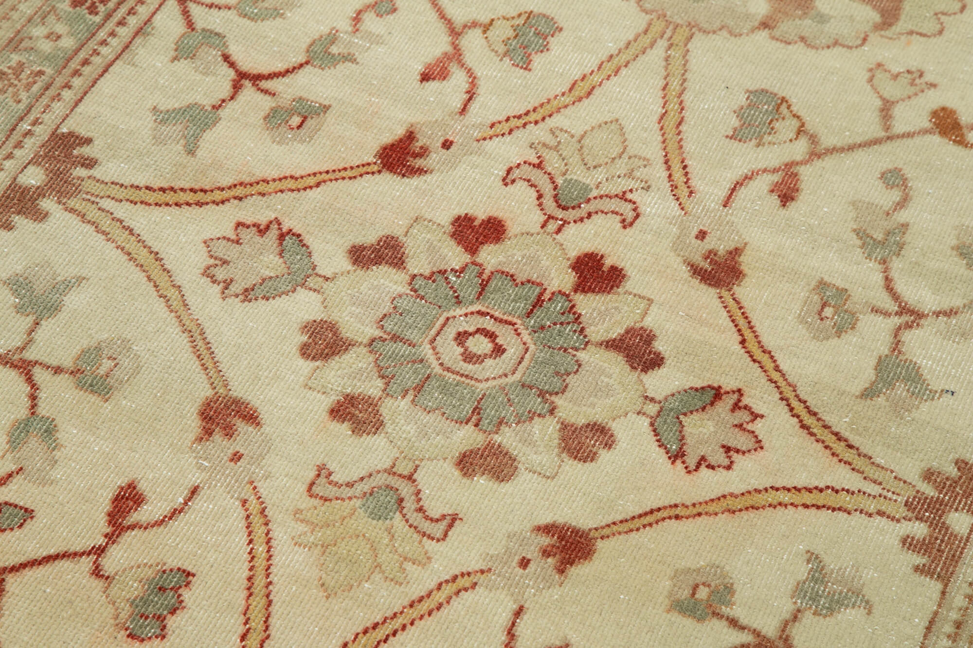 Handmade Wool Area Rug – Tebriz Classic Beige Vintage Cotton Rug 2'11''x10'4''