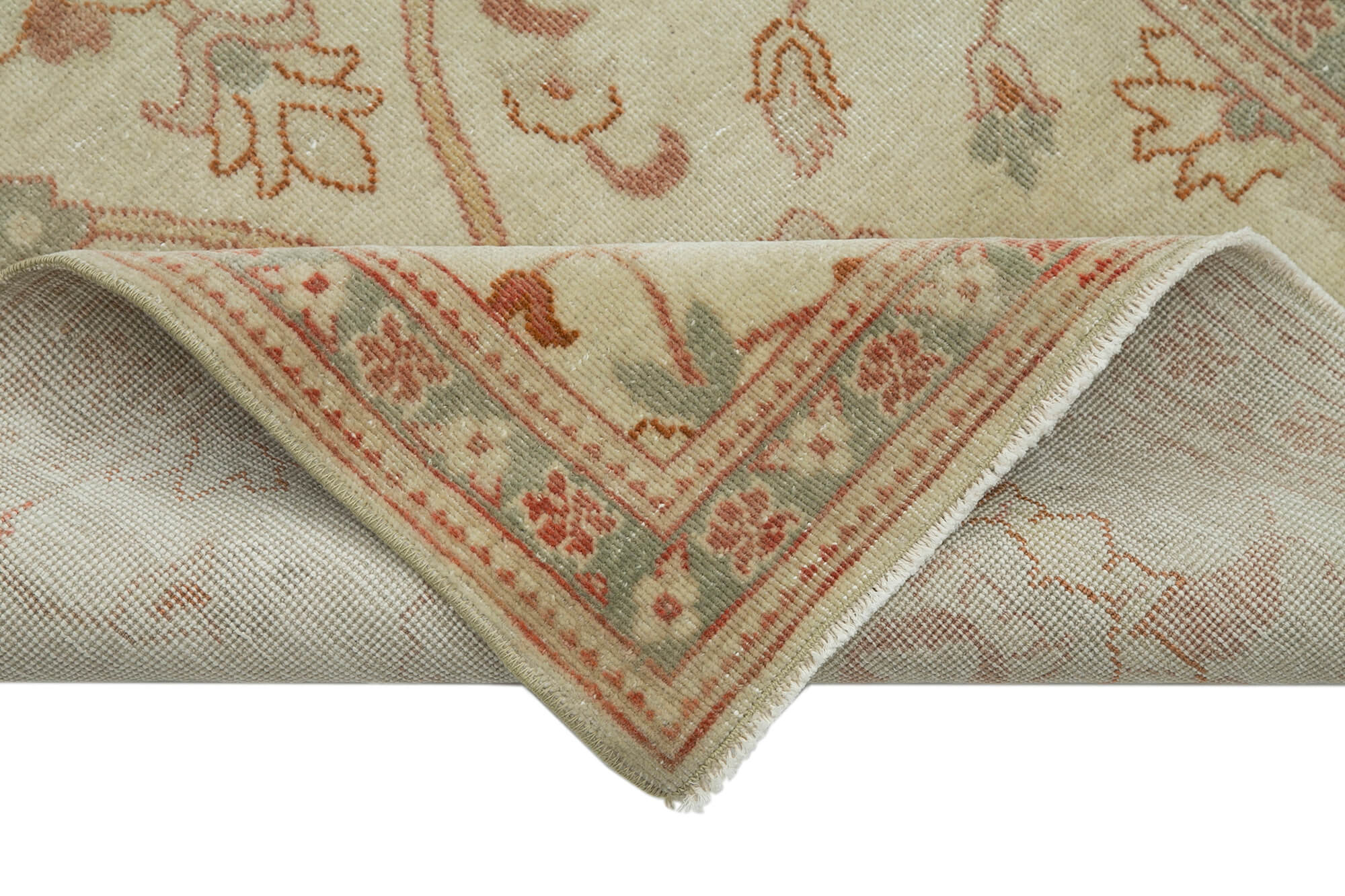 Handmade Wool Area Rug – Tebriz Classic Beige Vintage Cotton Rug 2'11''x10'4''