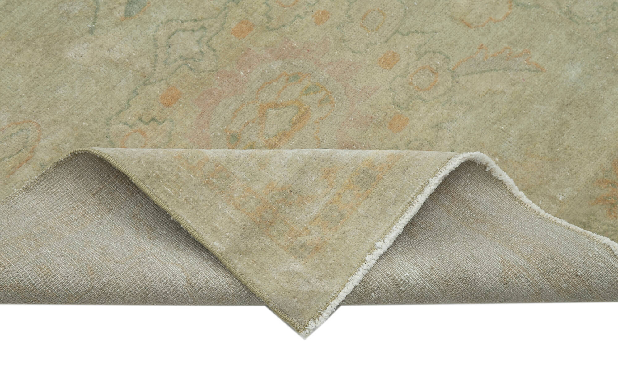 Handmade Wool Area Rug – Classic Cotton Rug Beige 2'11''x11'5'' Turkish Carpet