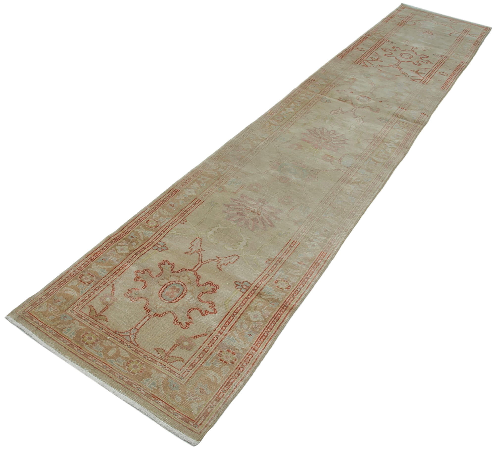 Handmade Wool Area Rug – Classic Beige Cotton Wool Rug 2'4''x13'9'' by Agacan