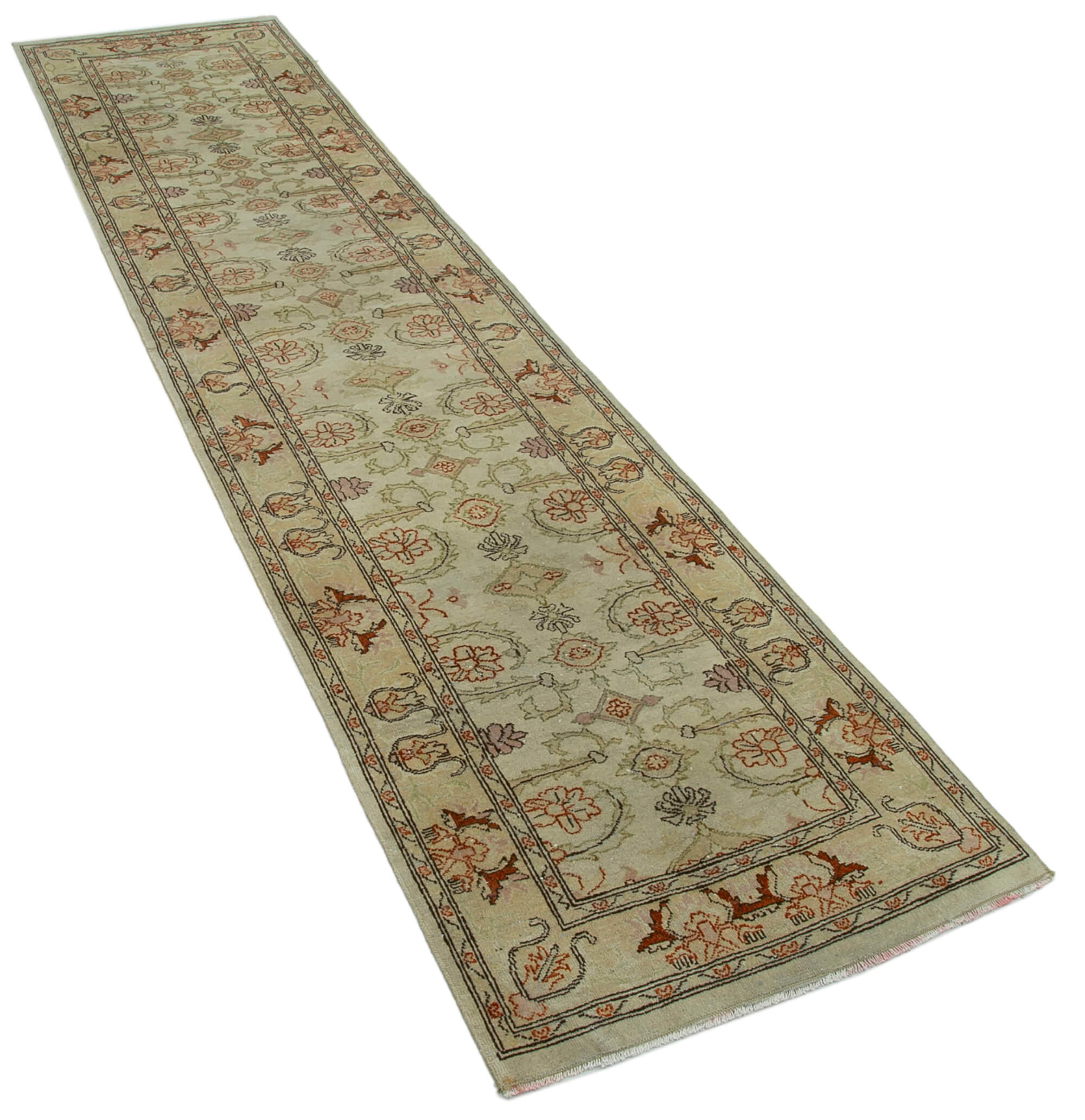 Handmade Wool Area Rug | Tebriz Classic Beige Cotton & Wool Carpet Runner