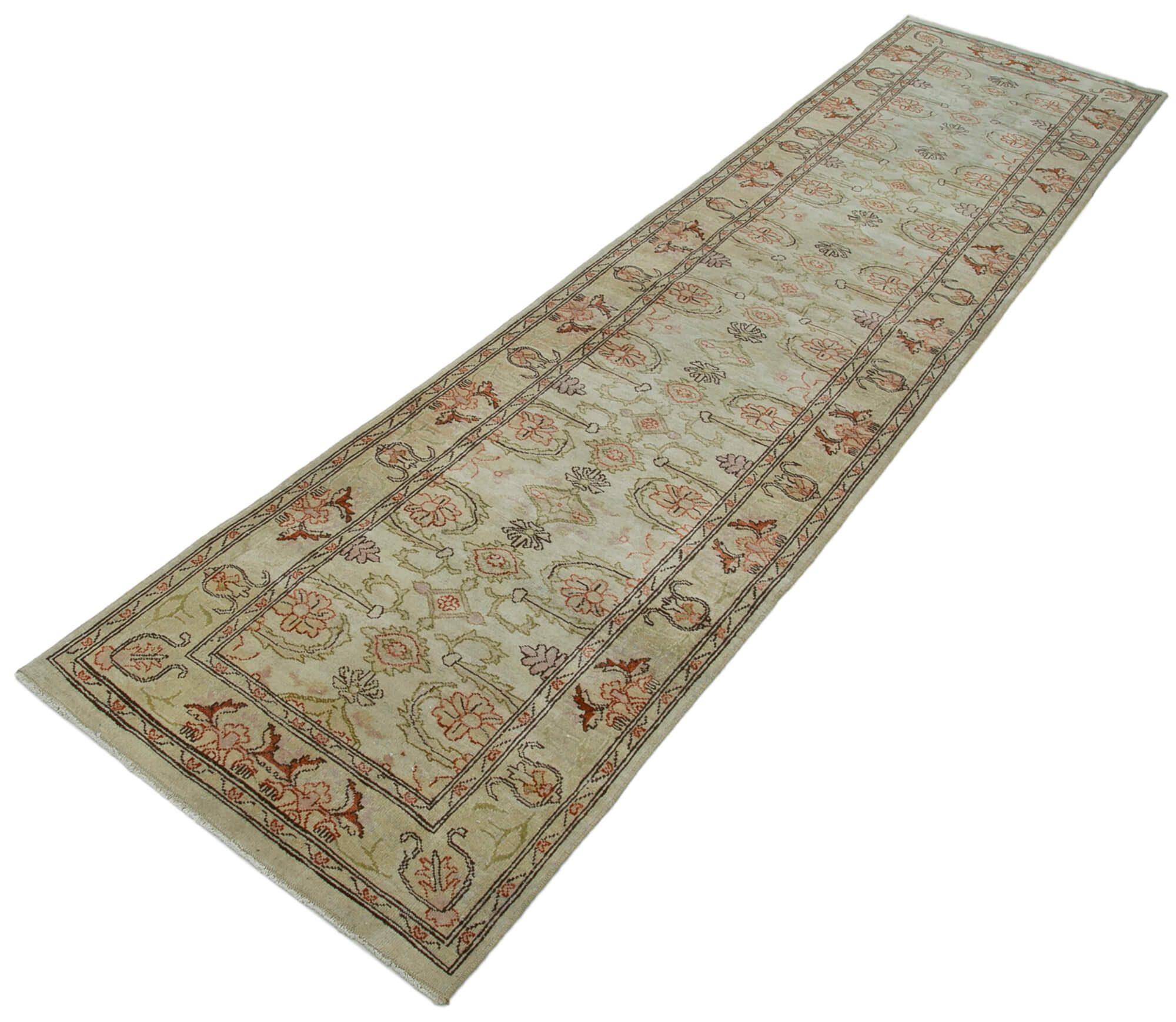 Handmade Wool Area Rug | Tebriz Classic Beige Cotton & Wool Carpet Runner