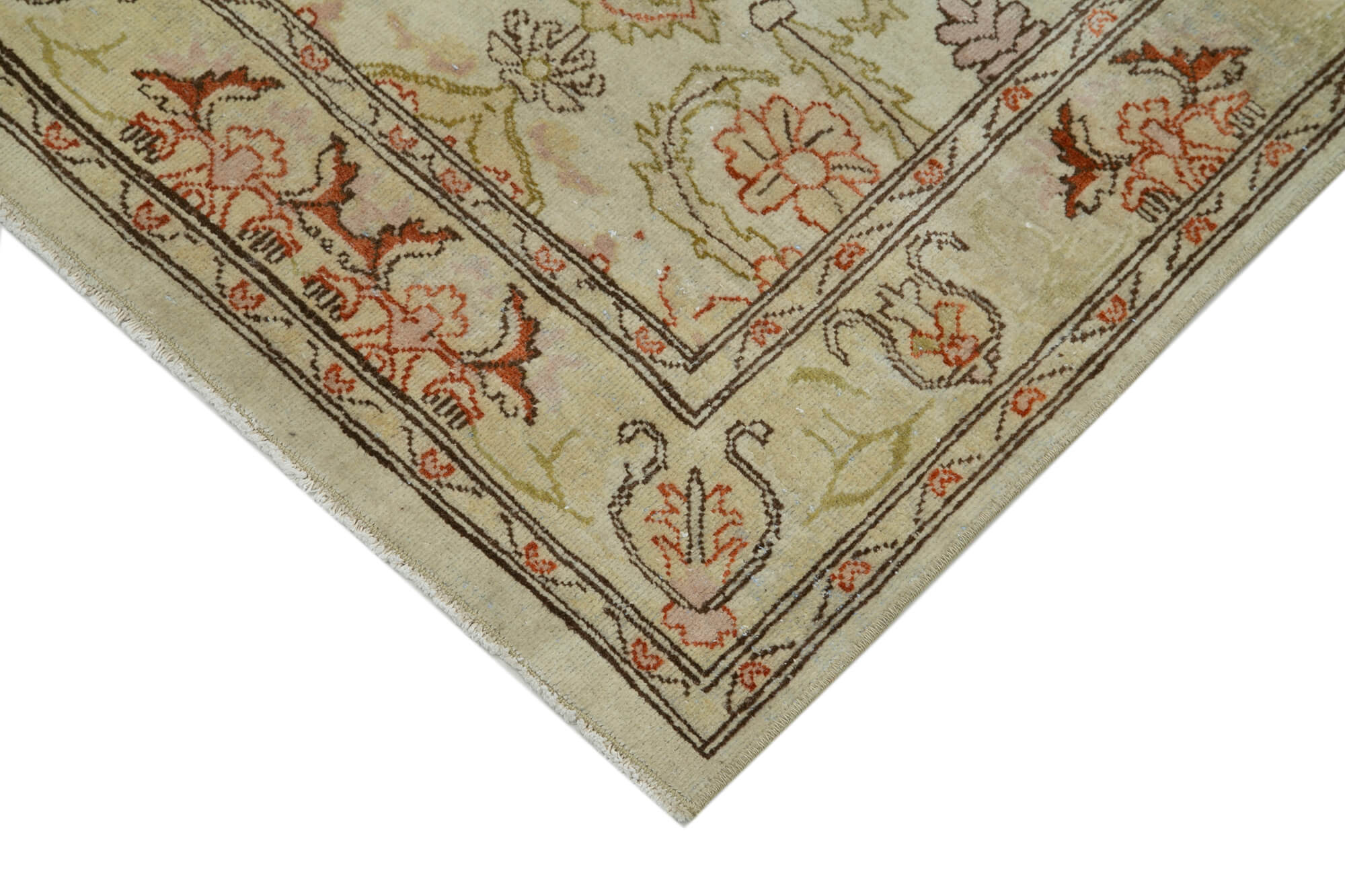 Handmade Wool Area Rug | Tebriz Classic Beige Cotton & Wool Carpet Runner