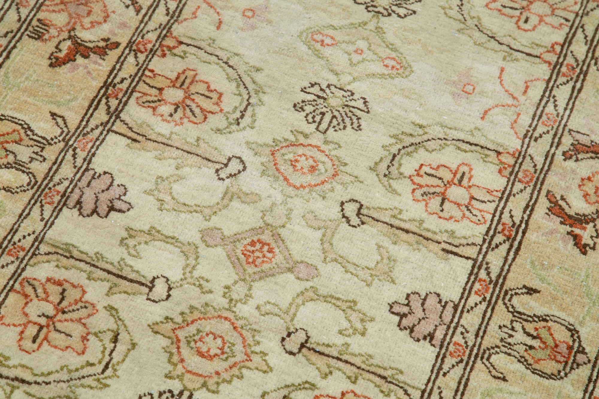 Handmade Wool Area Rug | Tebriz Classic Beige Cotton & Wool Carpet Runner