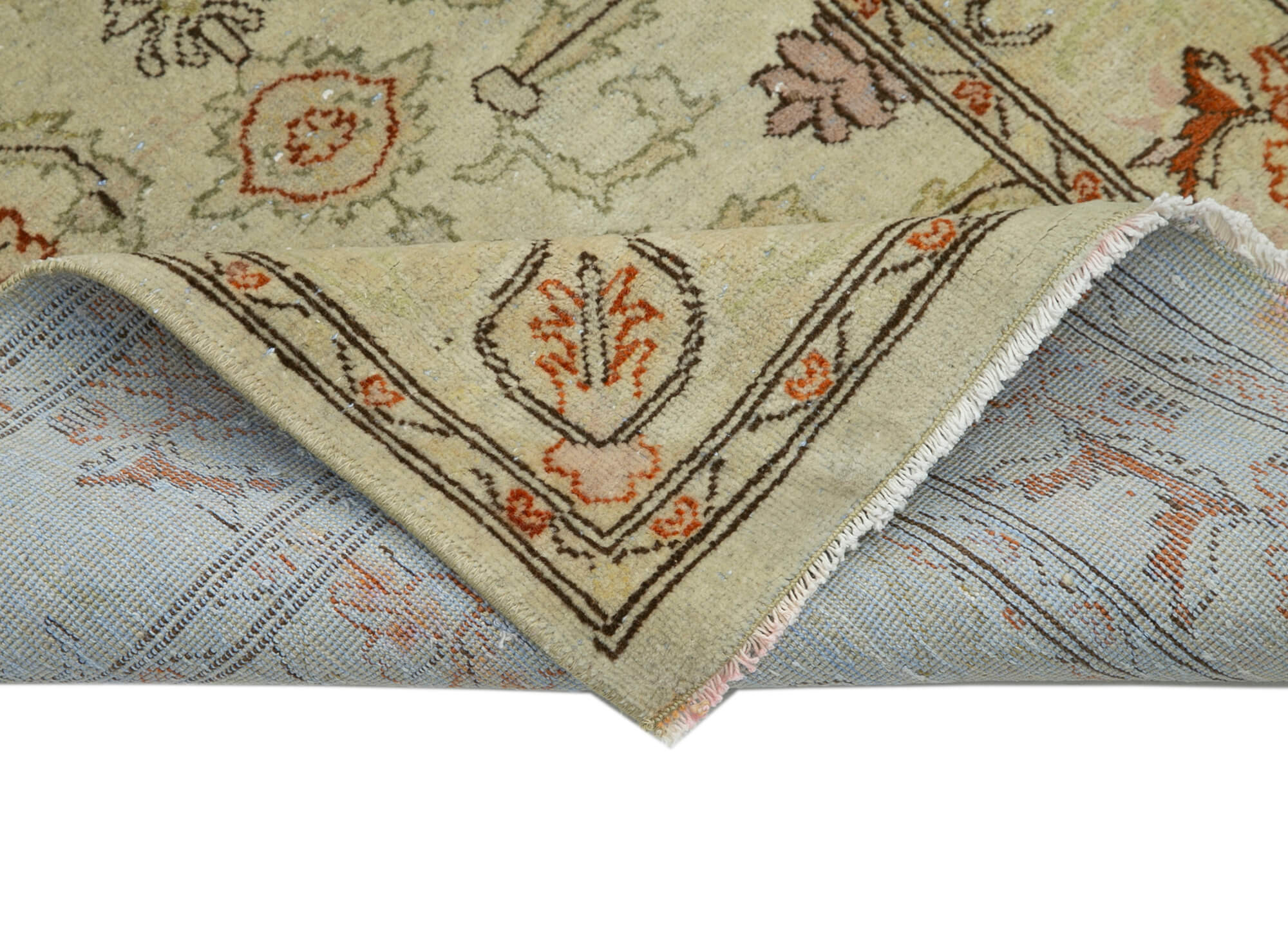 Handmade Wool Area Rug | Tebriz Classic Beige Cotton & Wool Carpet Runner
