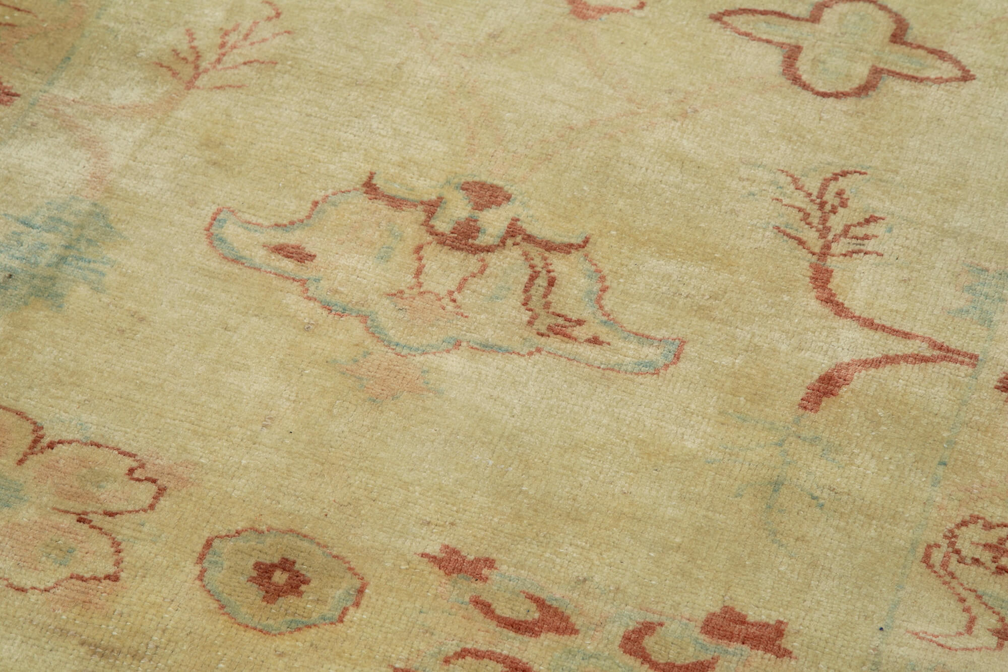 Handmade Wool Area Rug – Tebriz Classic Yellow Cotton Wool Carpet 3'2''x14'0''
