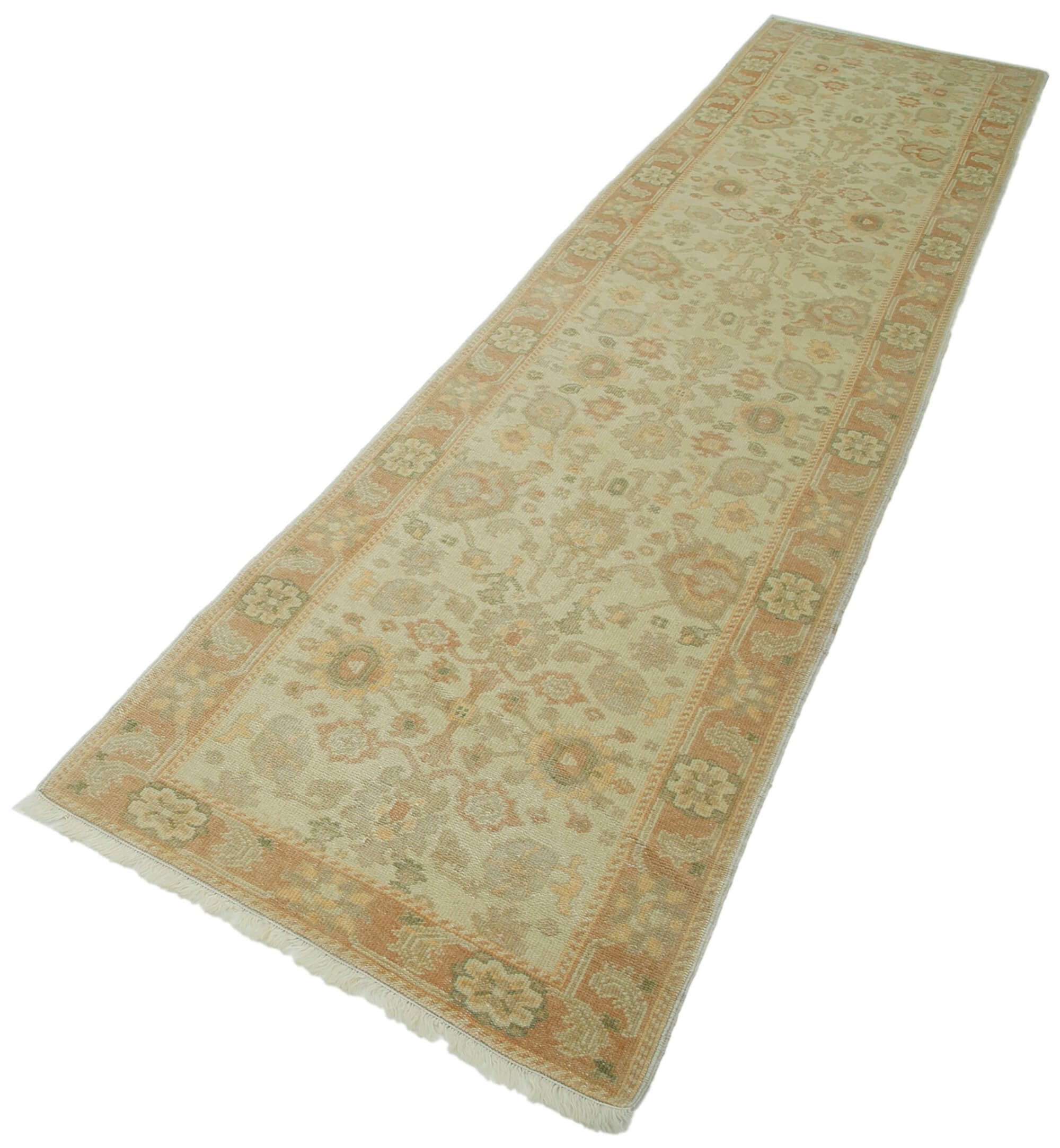 Handmade Wool Area Rug – Vintage Turkish Rug Beige Cotton Wool Carpet 2'8''x11'10''