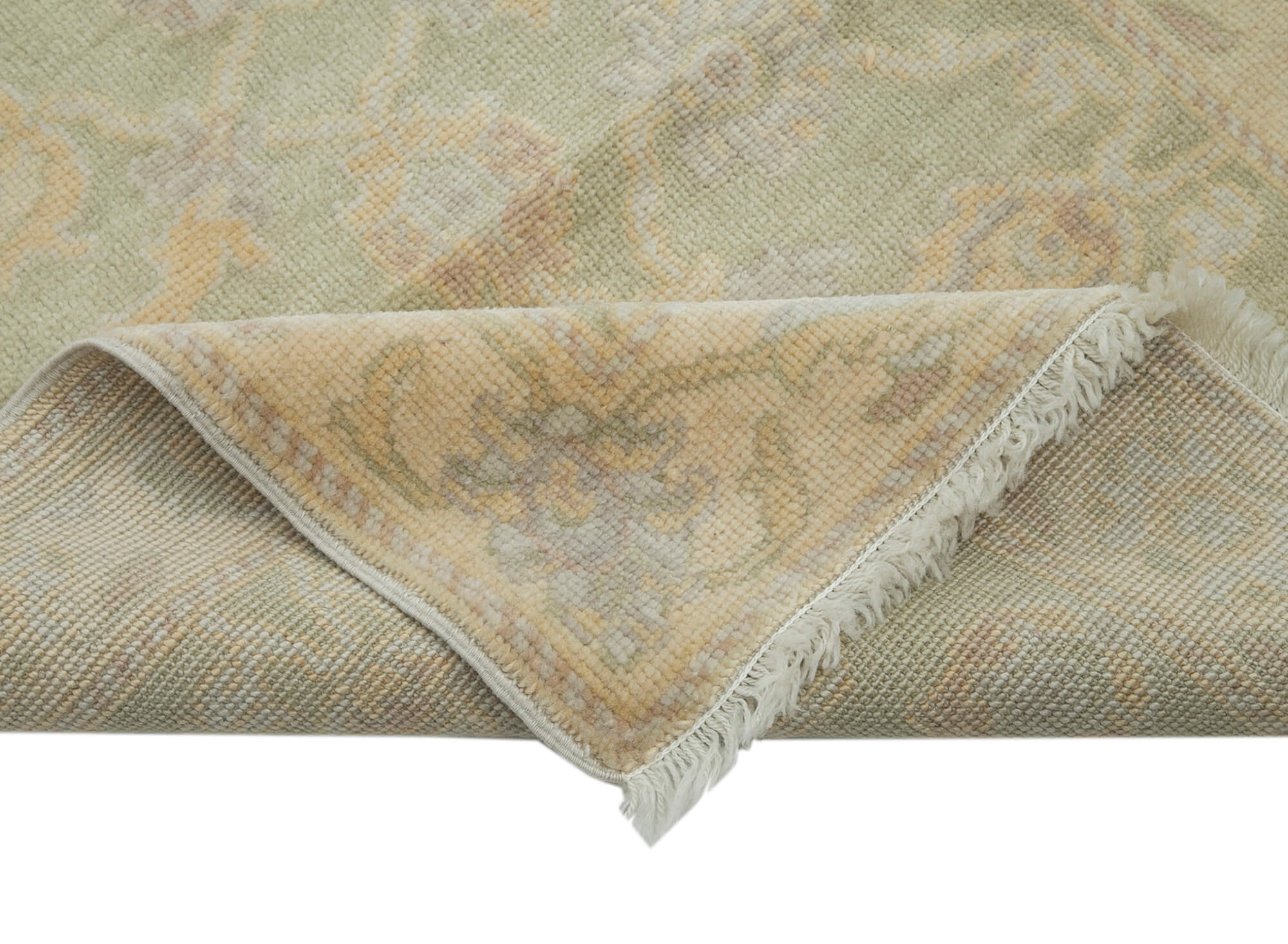 Handmade Wool Area Rug – Tebriz Classic Beige Cotton Wool Carpet 2'8''x12'0''