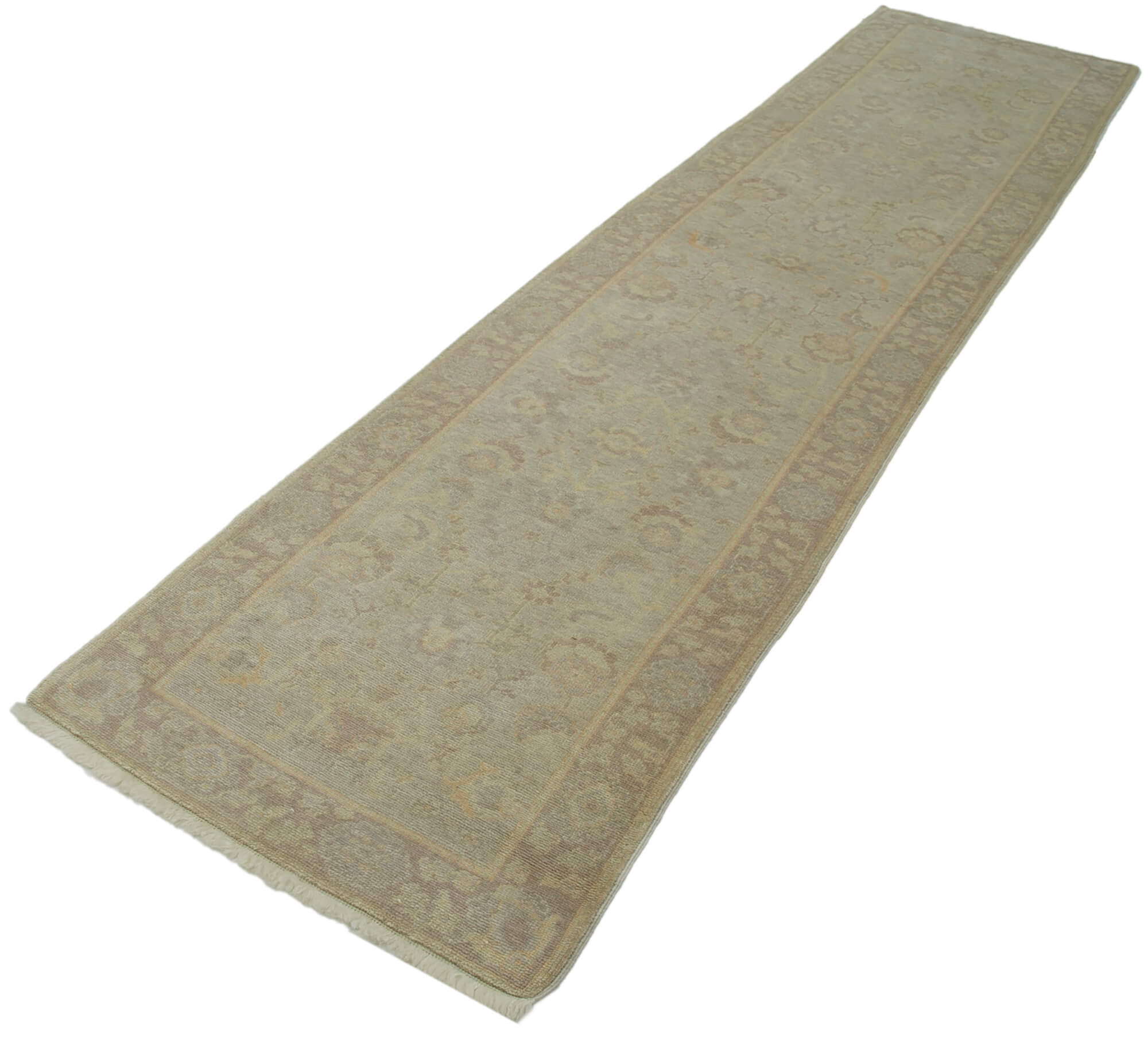 Handmade Wool Area Rug – Tebriz Classic Cotton Blend Vintage Turkish Carpet 2'7''x11'9''