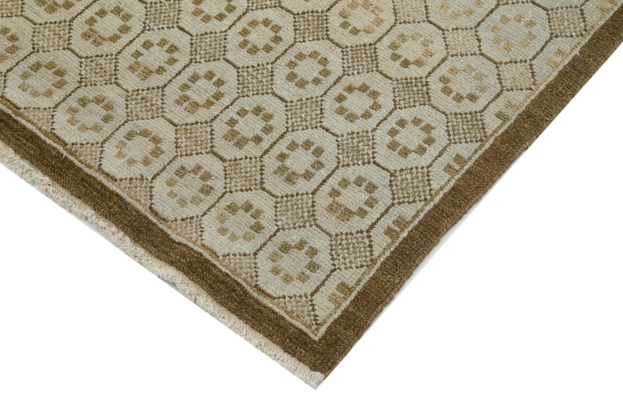 Handmade Wool Area Rug – Classic Beige Vintage Turkish Carpet 3'2''x10'2'' Runner
