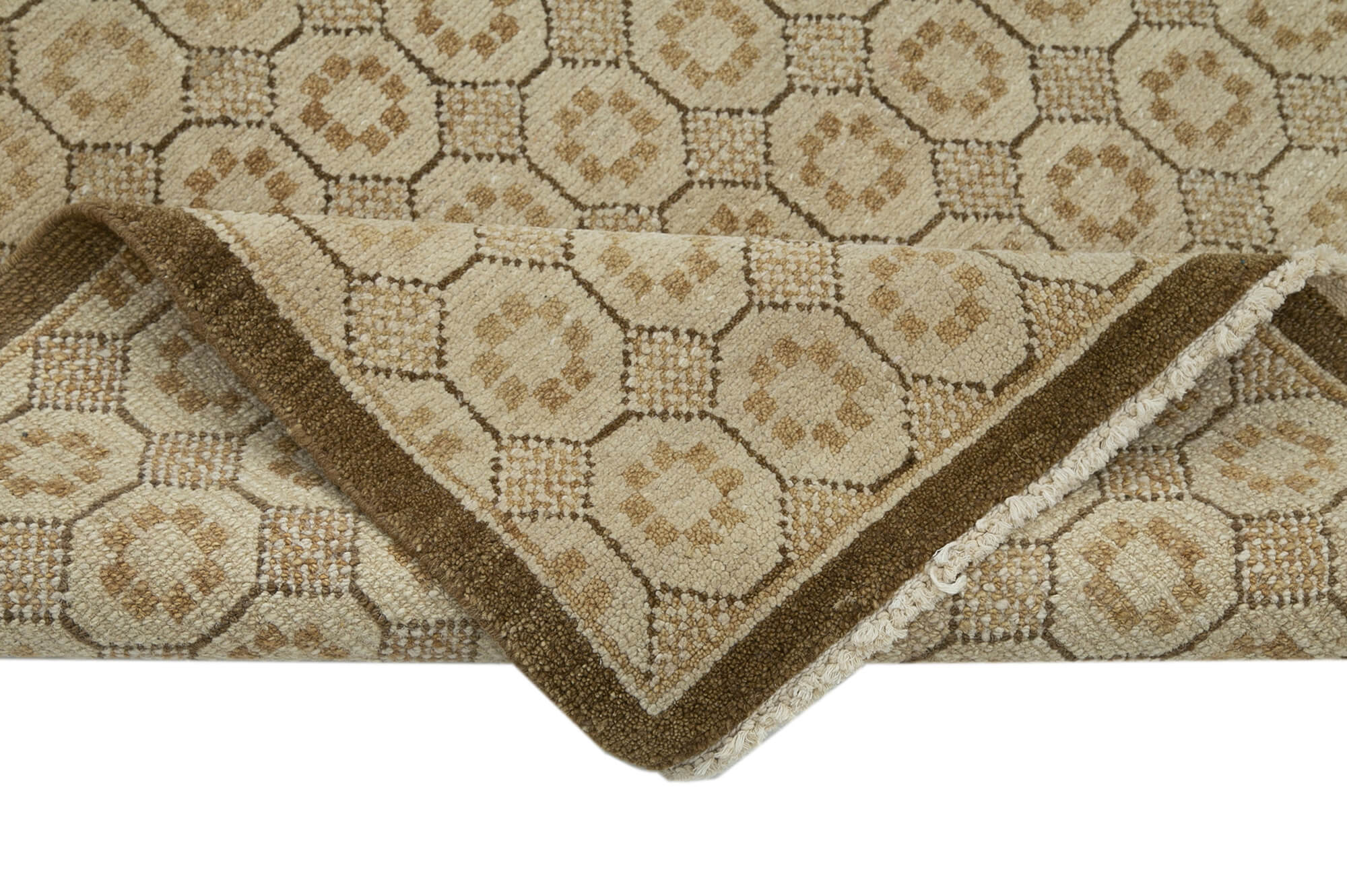 Handmade Wool Area Rug – Classic Beige Vintage Turkish Carpet 3'2''x10'2'' Runner