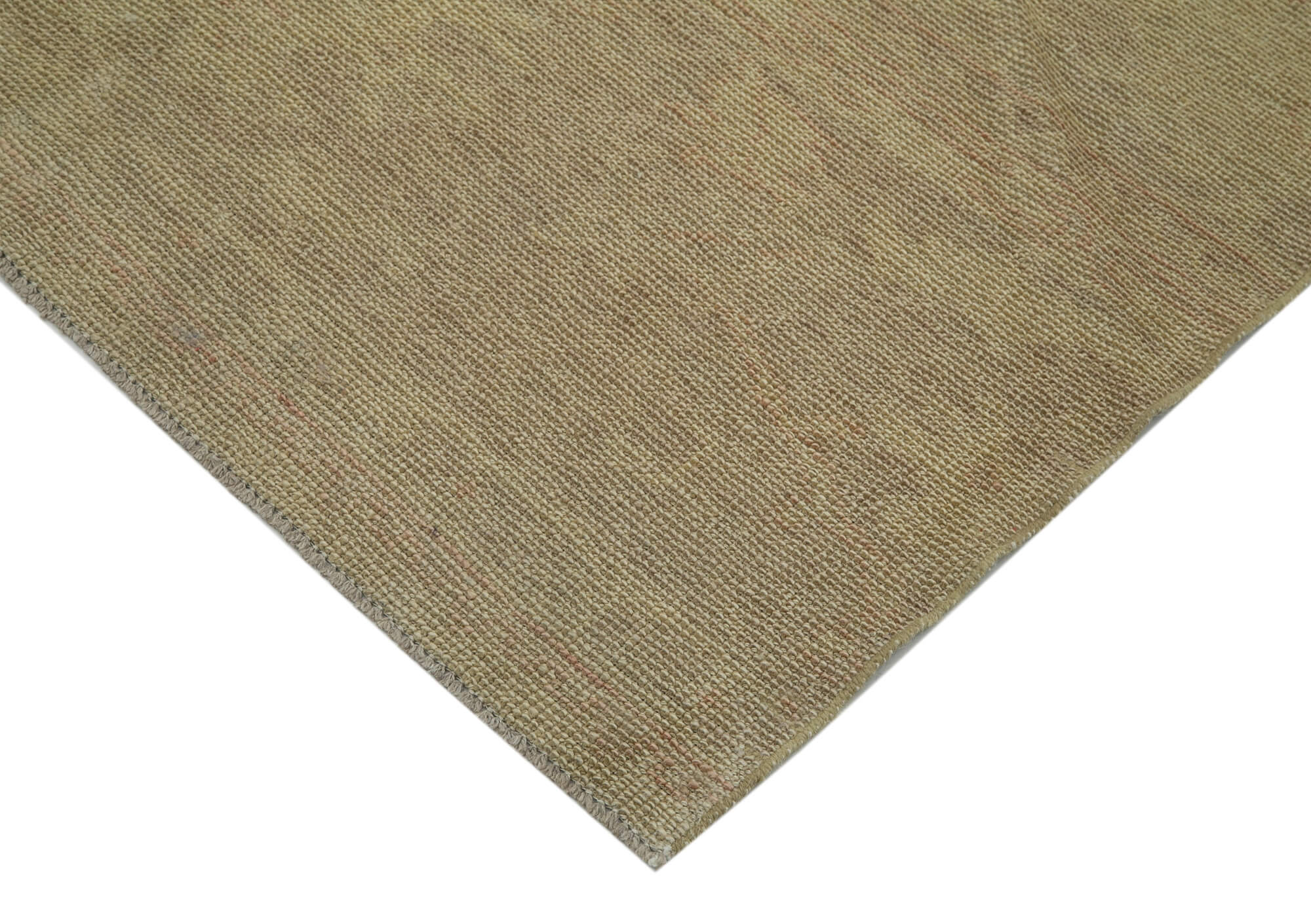 Handmade Cotton Wool Rug – Classic Beige Vintage Turkish Carpet, Durable Wool Area Rug 3'10''x11'7''