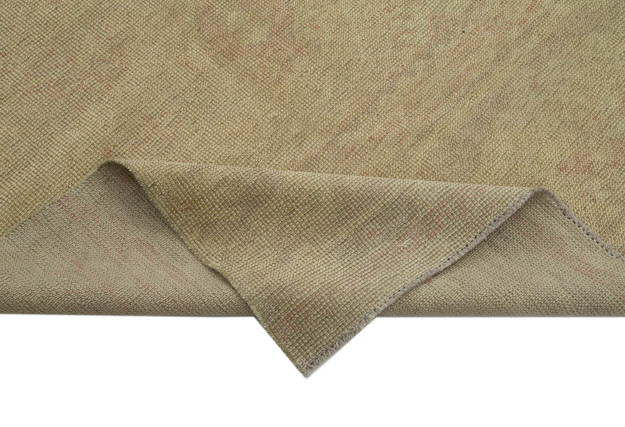 Handmade Cotton Wool Rug – Classic Beige Vintage Turkish Carpet, Durable Wool Area Rug 3'10''x11'7''