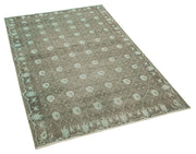 Handmade Cotton Wool Rug - Classic Green Vintage Turkish Carpet 3'9" x 5'9"