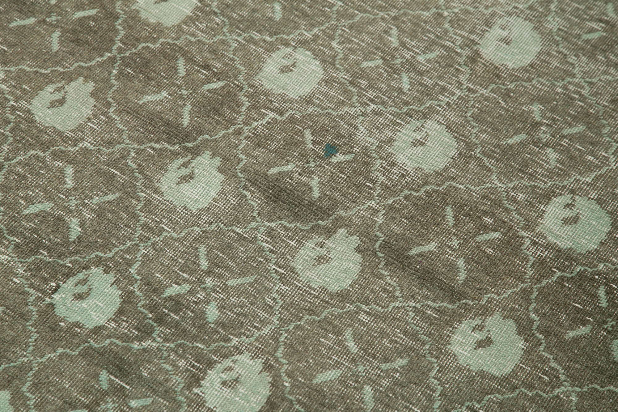 Handmade Cotton Wool Rug - Classic Green Vintage Turkish Carpet 3'9" x 5'9"