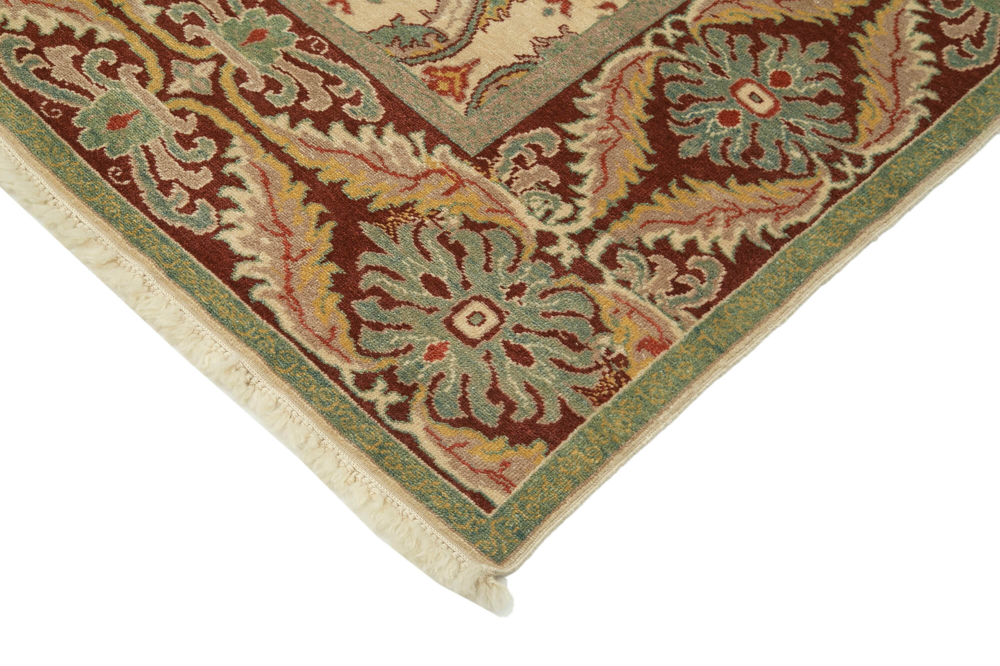 Handmade Wool Area Rug – Tebriz Classic Beige Cotton Wool Rug 6'6''x9'1''