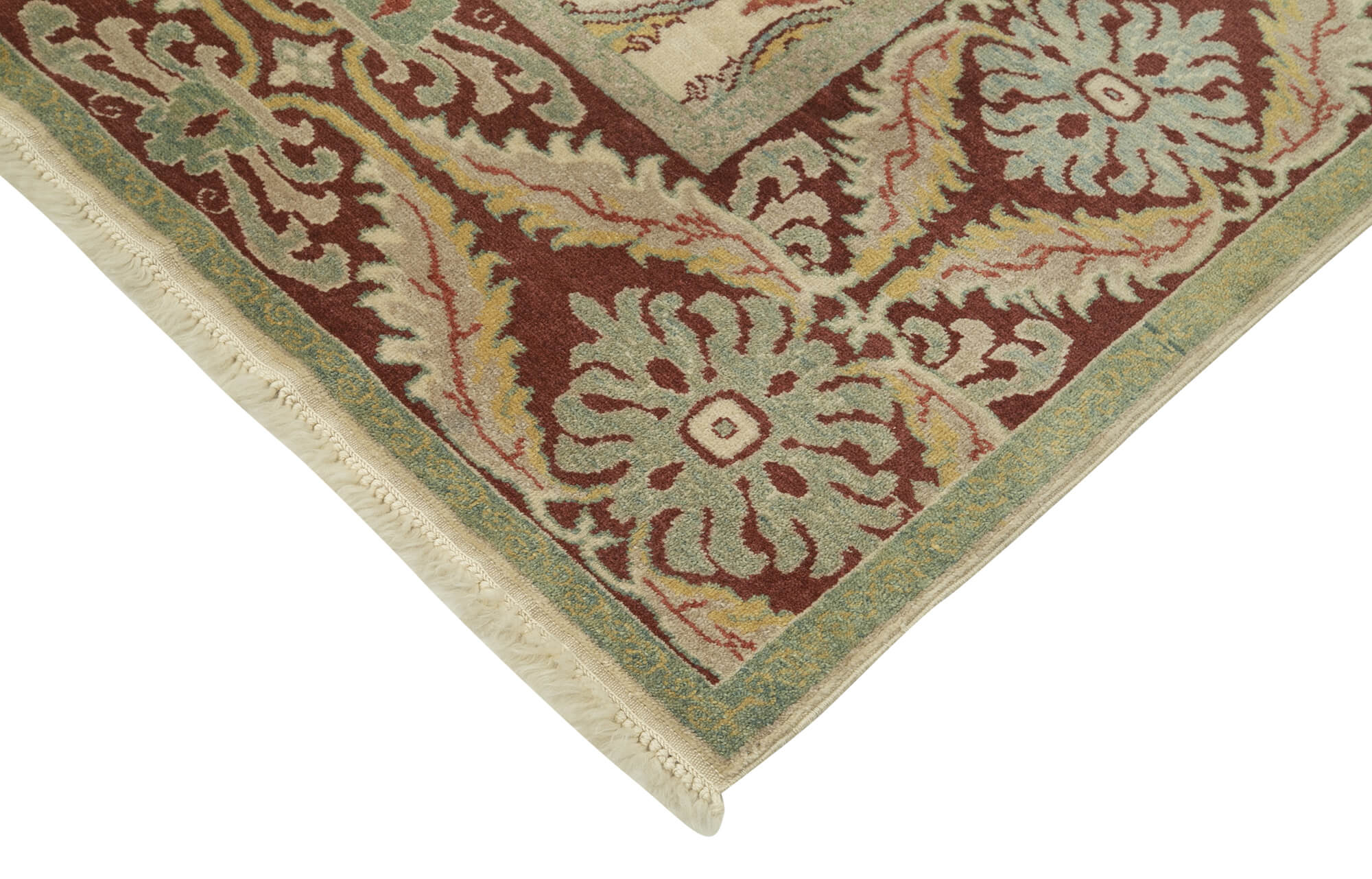Handmade Wool Area Rug | Classic Beige Cotton Wool Rug 6'6" x 9'6" Vintage Style