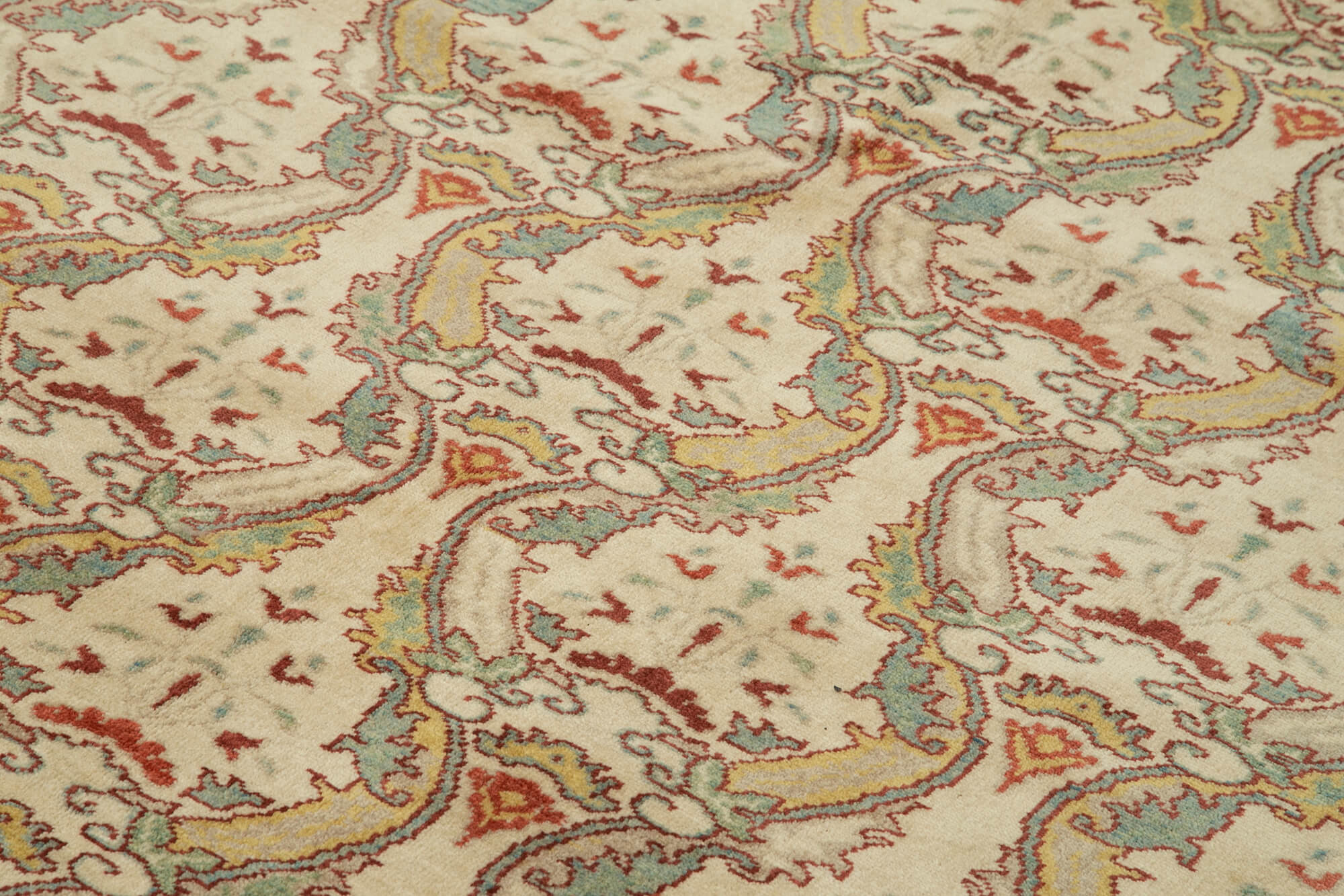 Handmade Wool Area Rug | Classic Beige Cotton Wool Rug 6'6" x 9'6" Vintage Style