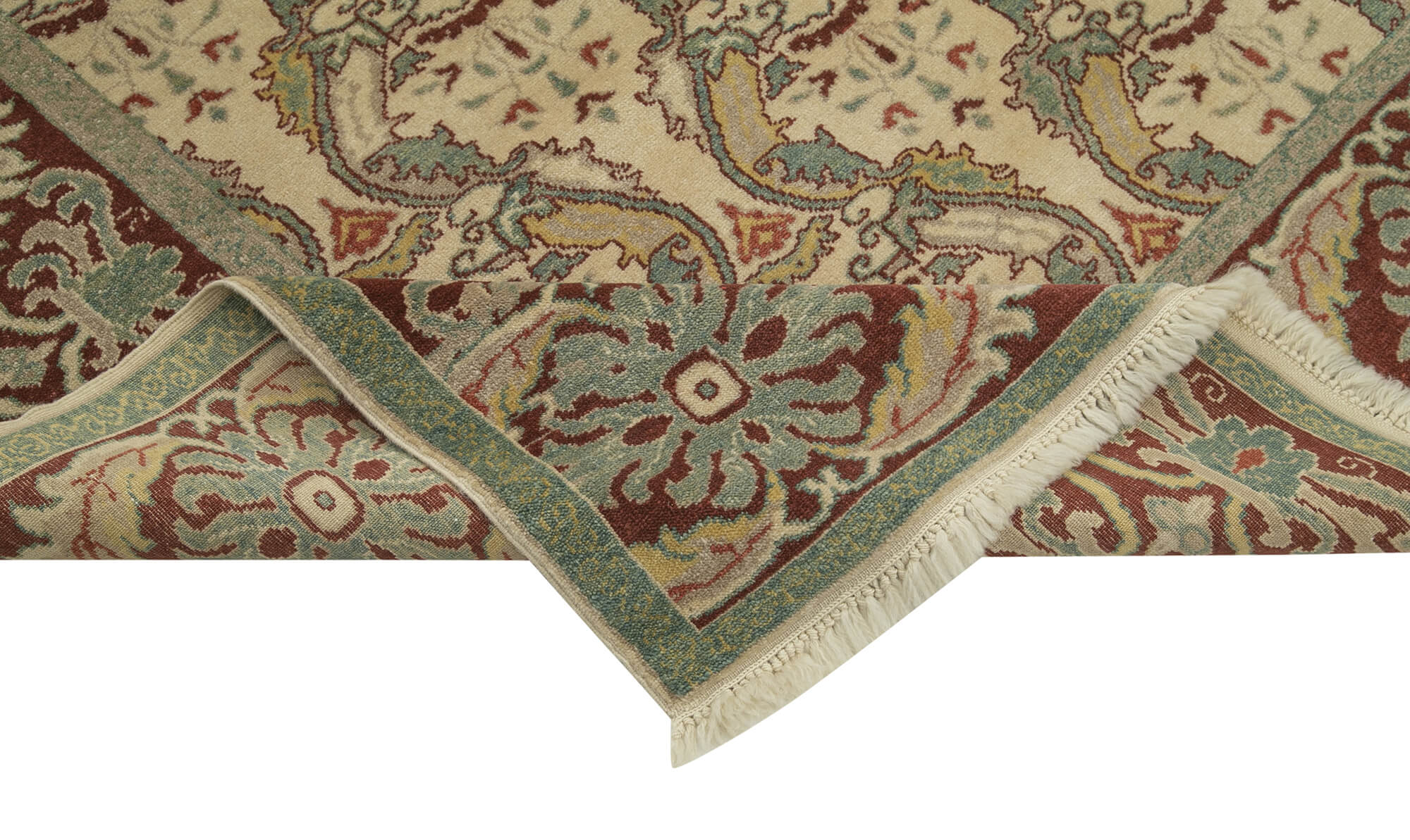 Handmade Wool Area Rug | Classic Beige Cotton Wool Rug 6'6" x 9'6" Vintage Style