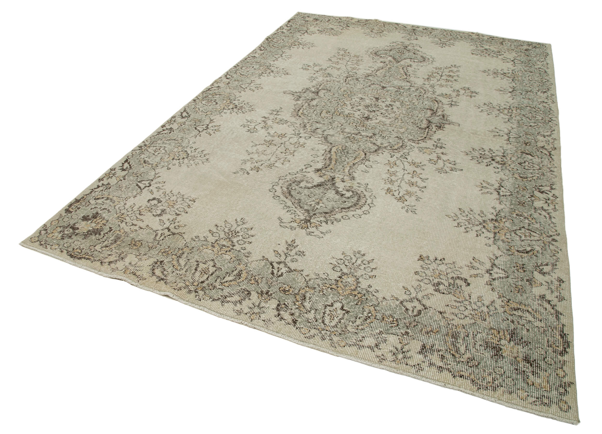 Handmade Wool Area Rug – Vintage Cotton Rug 6'9'' x 10'6'' | Neutral Beige, Durable