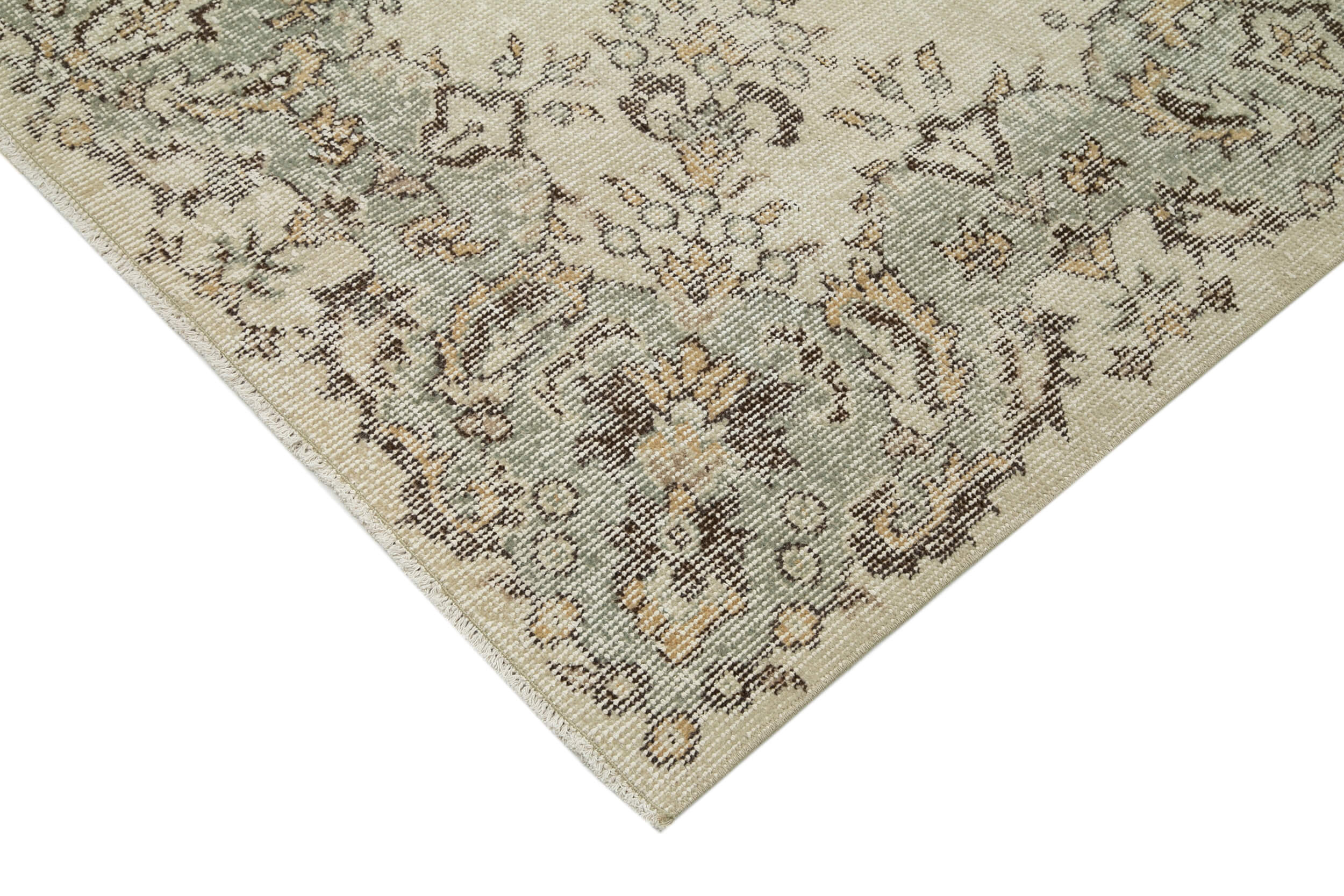 Handmade Wool Area Rug – Vintage Cotton Rug 6'9'' x 10'6'' | Neutral Beige, Durable