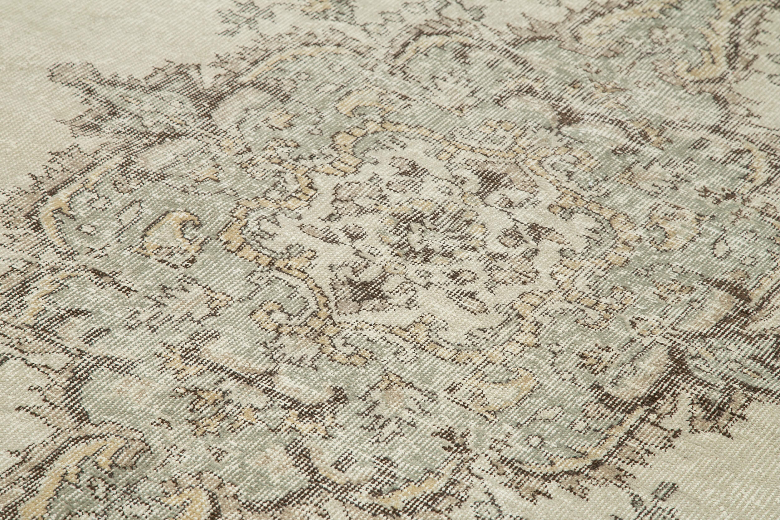 Handmade Wool Area Rug – Vintage Cotton Rug 6'9'' x 10'6'' | Neutral Beige, Durable