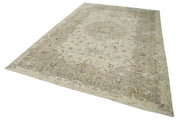 Handmade Wool Area Rug – Vintage Cotton Wool Blend Rug 7'3" x 11'0" Beige