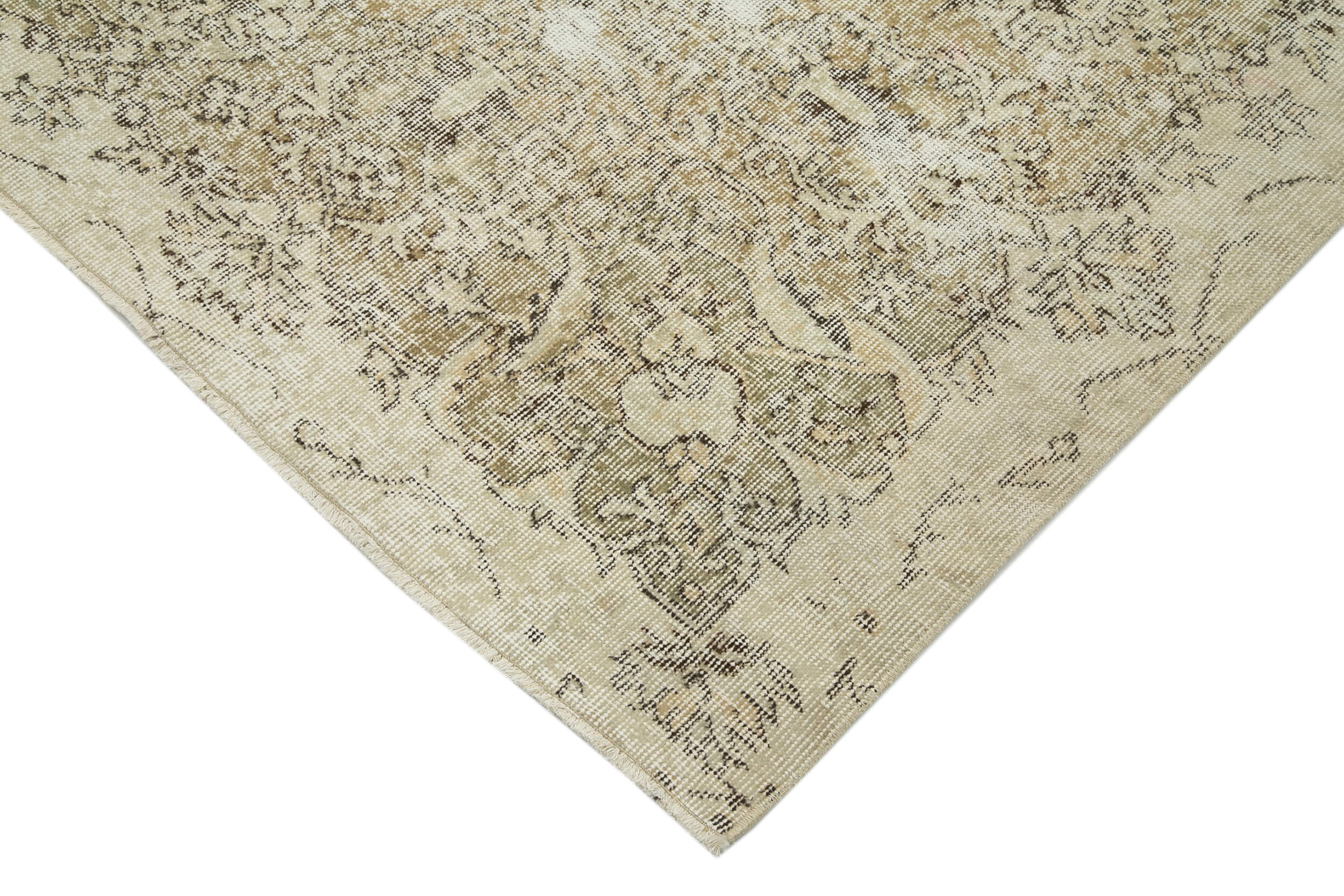 Handmade Wool Area Rug – Vintage Cotton Wool Blend Rug 7'3" x 11'0" Beige