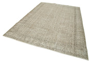 Handmade Wool Area Rug - Vintage Cotton Rug | Beige Neutral Tone Carpet 6'11''x10'2''