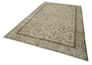 Handmade Vintage Area Rug – Neutral Beige Cotton Wool Carpet 6'9''x10'11''