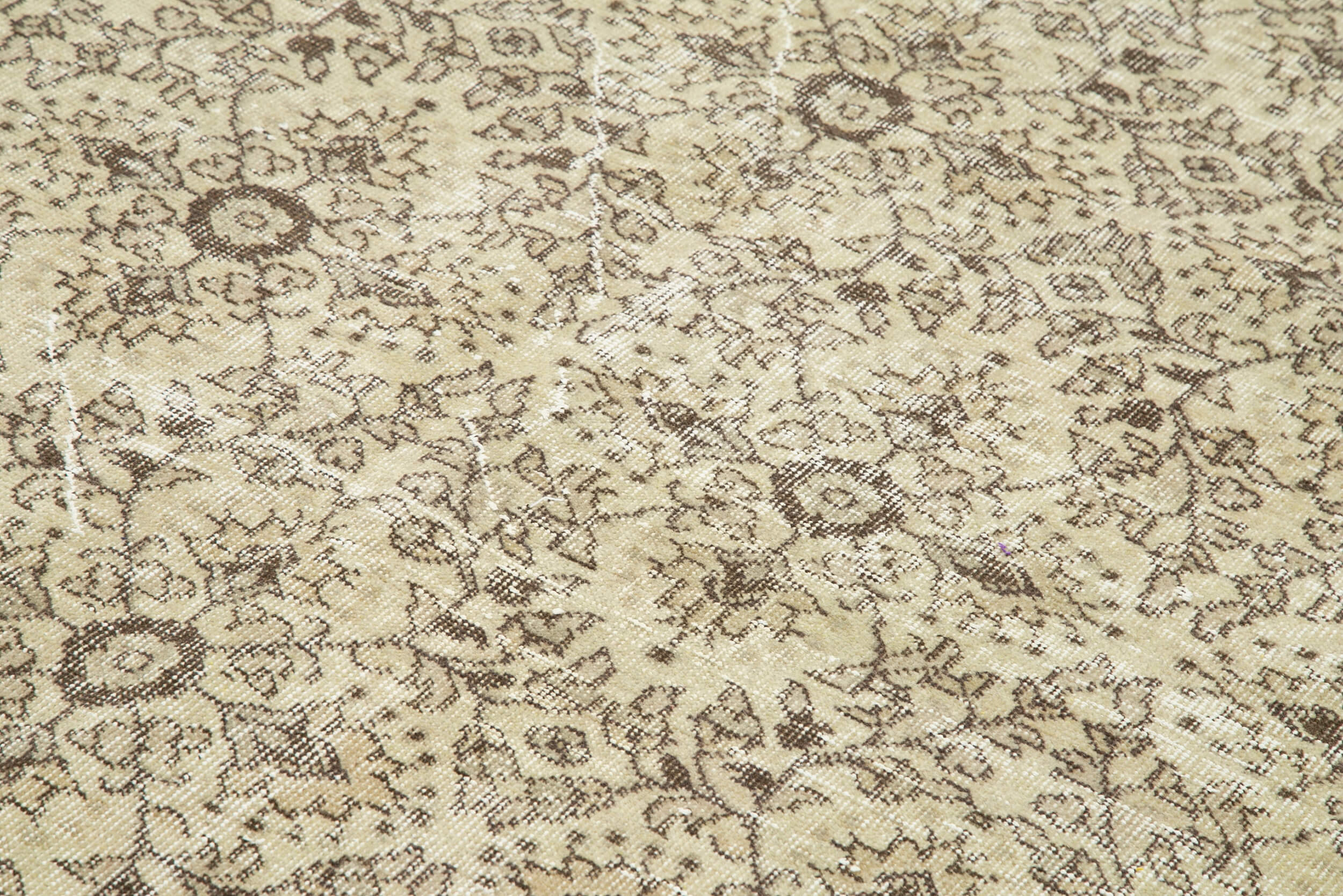 Handmade Vintage Area Rug – Neutral Beige Cotton Wool Carpet 6'9''x10'11''
