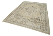 Handmade Wool Area Rug – Vintage Cotton Rug 6'10''x10'5'' Beige Soft Wool Carpet