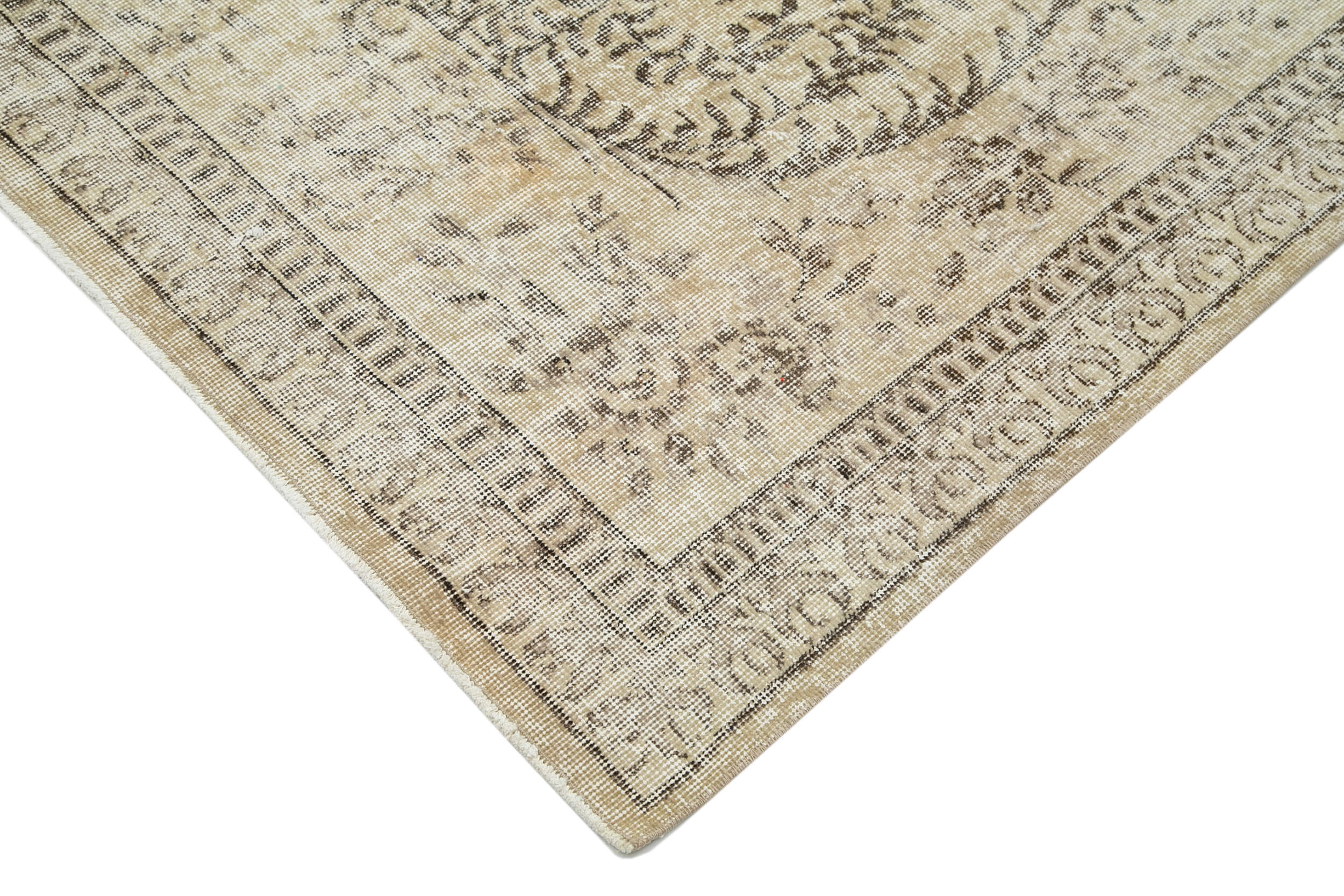 Handmade Wool Area Rug – Vintage Cotton Rug 6'10''x10'5'' Beige Soft Wool Carpet