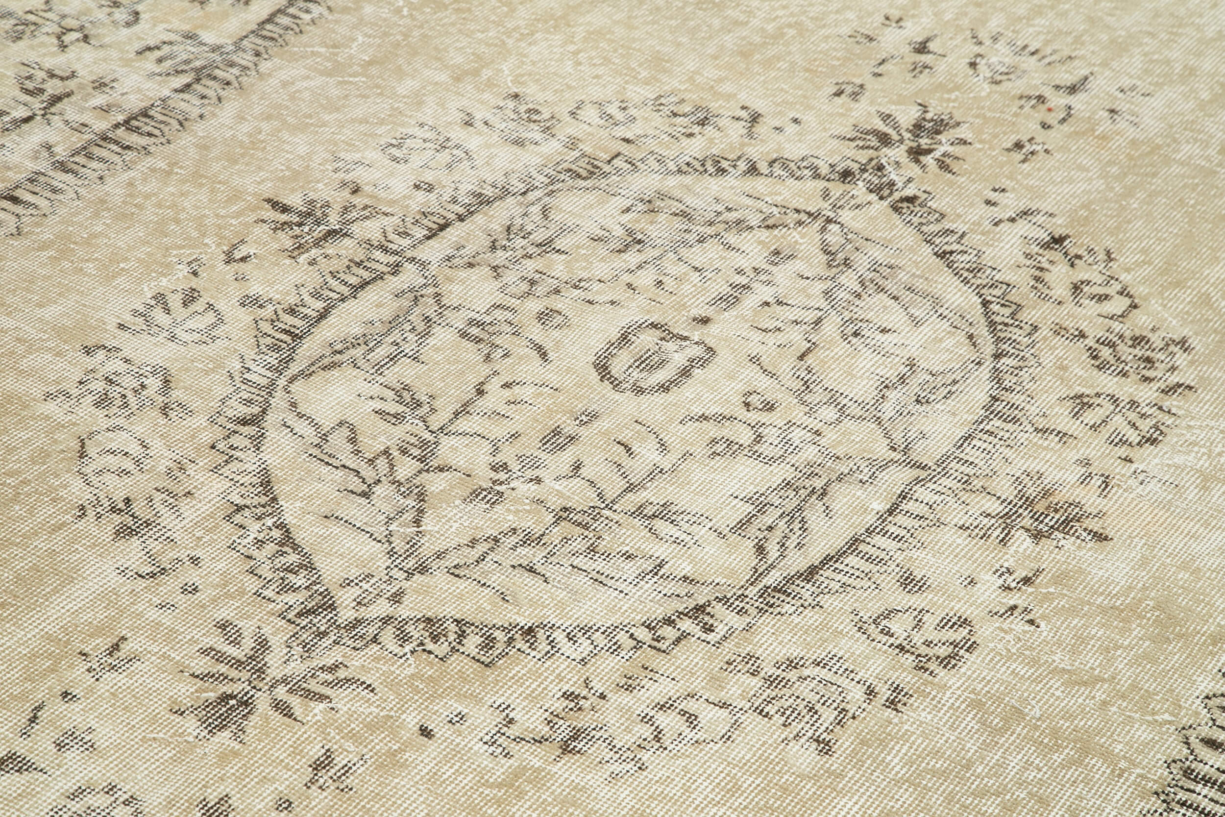 Handmade Wool Area Rug – Vintage Cotton Rug 6'10''x10'5'' Beige Soft Wool Carpet