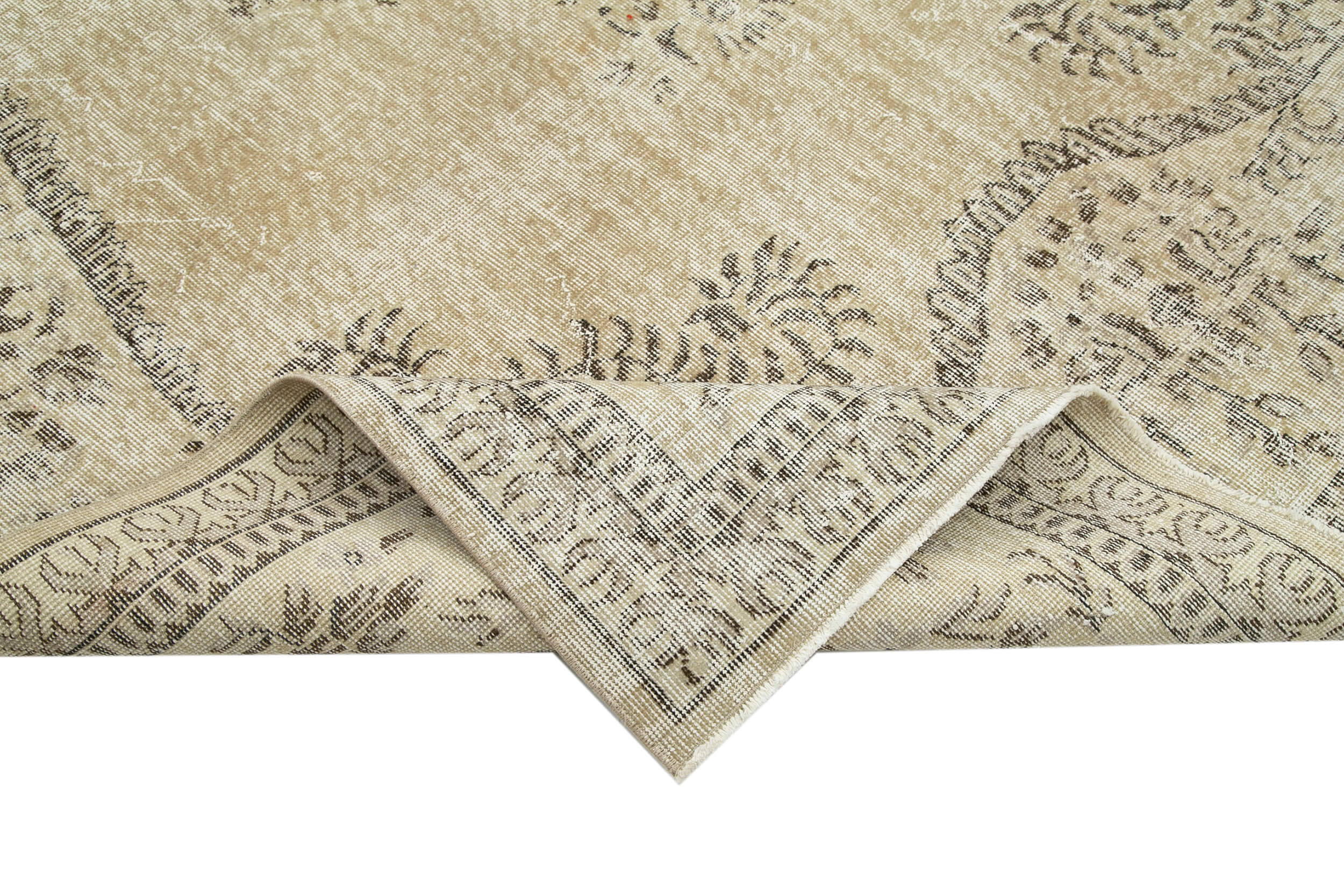 Handmade Wool Area Rug – Vintage Cotton Rug 6'10''x10'5'' Beige Soft Wool Carpet