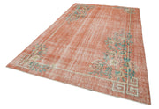 Handmade Wool Area Rug – Vintage Cotton Rug Orange Area Carpet 6'9''x10'6''