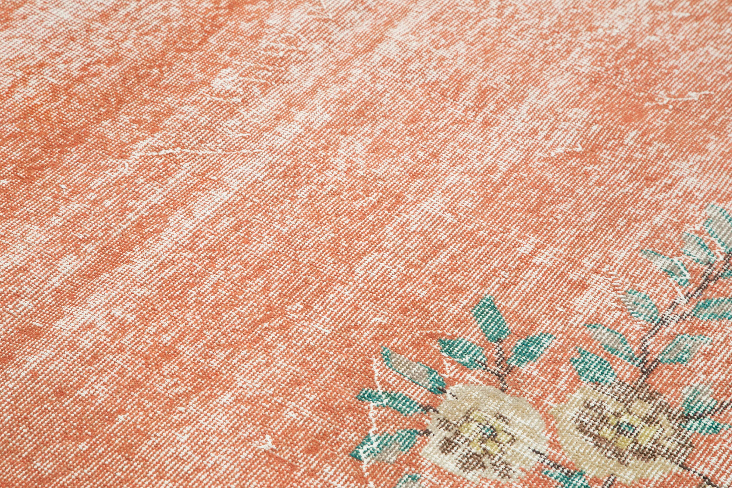 Handmade Wool Area Rug – Vintage Cotton Rug Orange Area Carpet 6'9''x10'6''