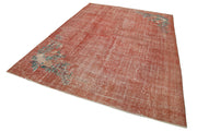 Handmade Wool Area Rug - Vintage Cotton Rug 7'1''x10'2'' Classic Red Turkish Wool