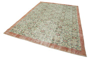 Vintage Handmade Area Rug – Hand Woven Rug Green Cotton Wool Turkish Carpet 7'2''x10'