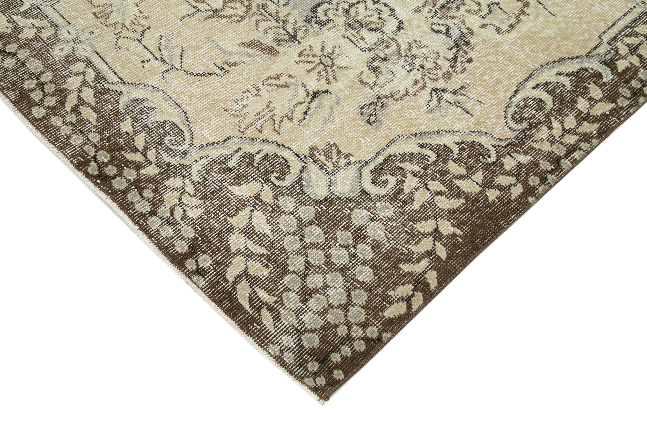 Handmade Wool Area Rug – Vintage Cotton Rug, Beige Turkish Wool Carpet 6'10''x10'4''