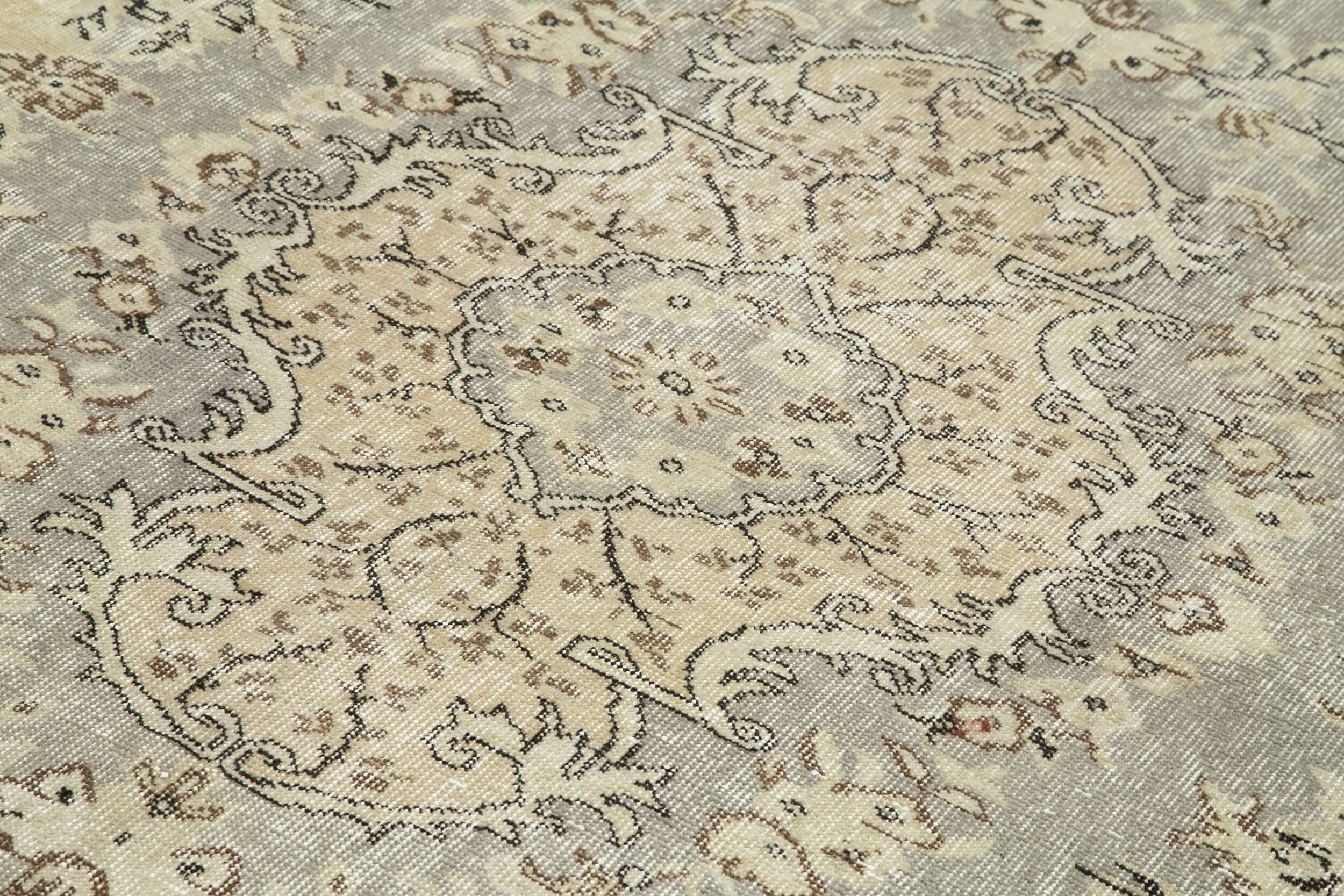 Handmade Wool Area Rug – Vintage Cotton Rug, Beige Turkish Wool Carpet 6'10''x10'4''