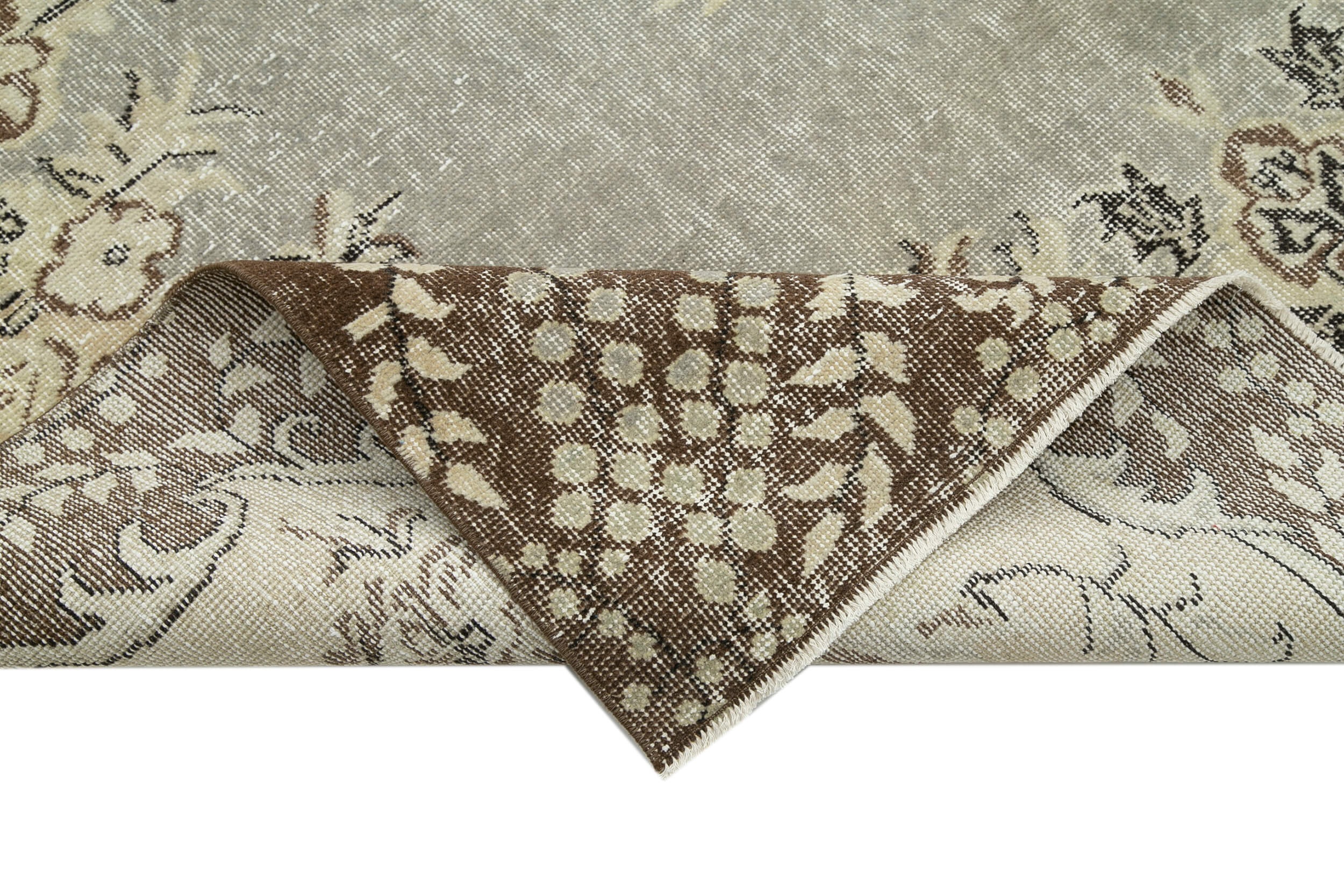 Handmade Wool Area Rug – Vintage Cotton Rug, Beige Turkish Wool Carpet 6'10''x10'4''