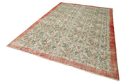 Handmade Wool Area Rug | Traditional Hand Knotted Carpet, Vintage Cotton Rug, Beige 7x10 ft