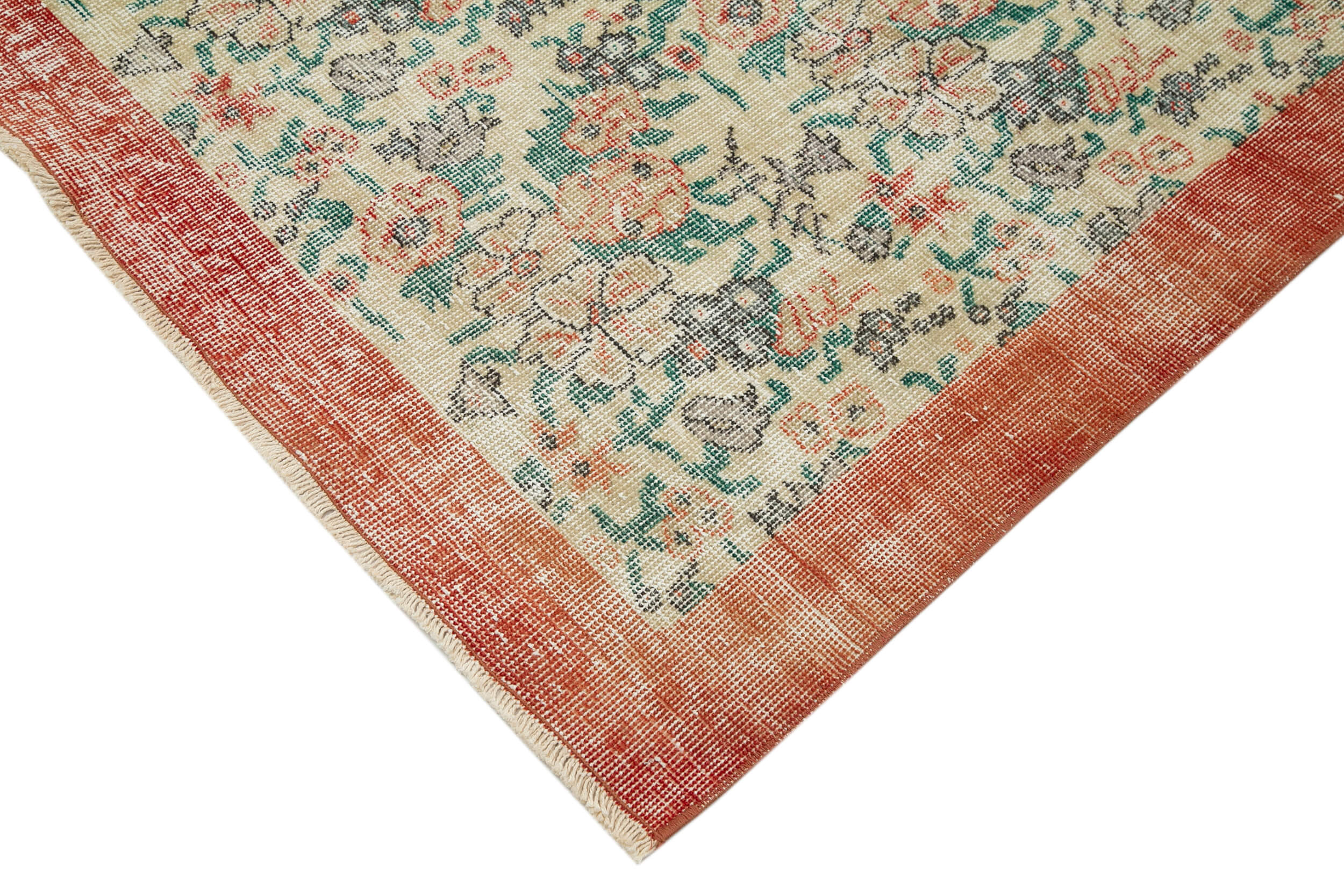 Handmade Wool Area Rug | Traditional Hand Knotted Carpet, Vintage Cotton Rug, Beige 7x10 ft