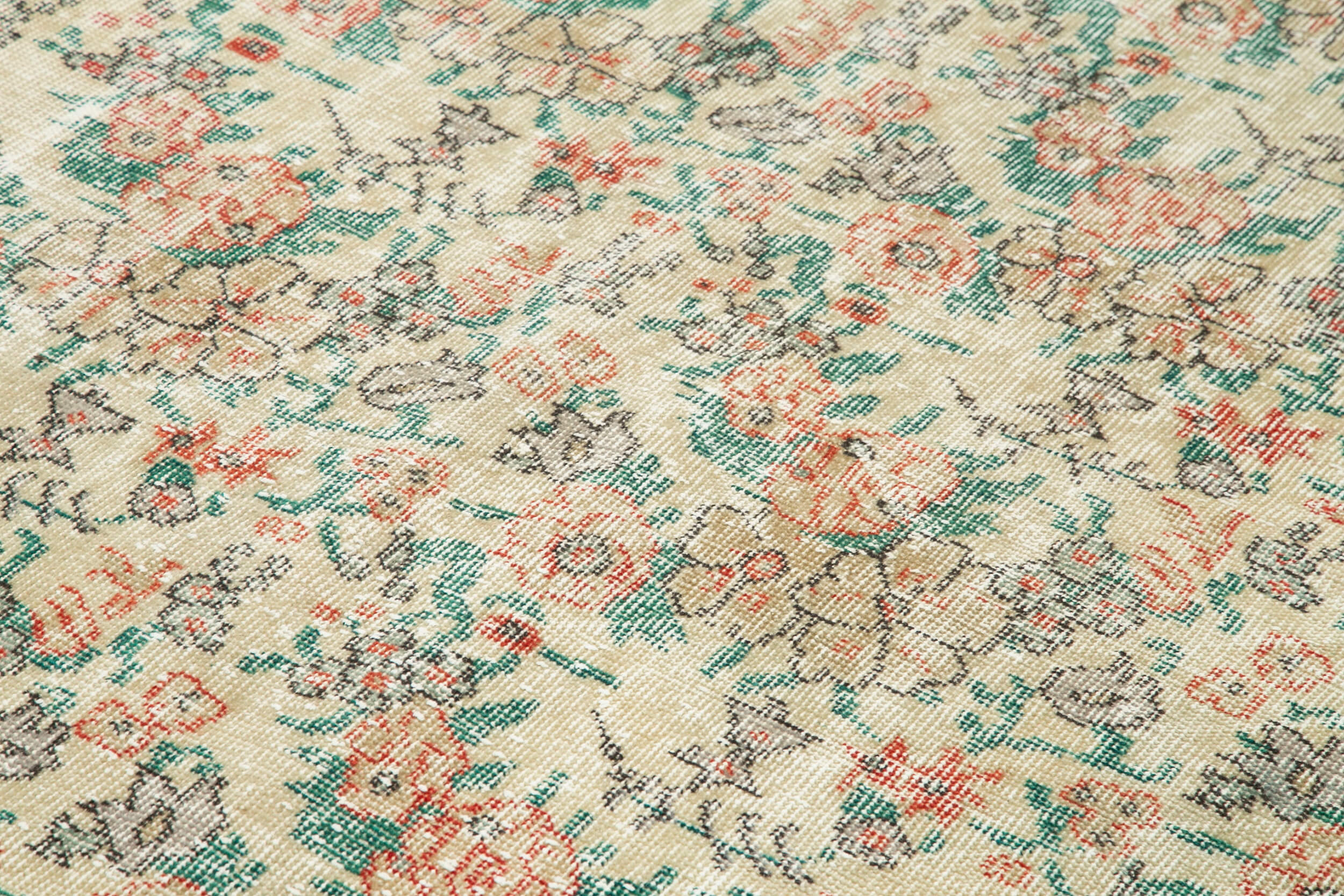 Handmade Wool Area Rug | Traditional Hand Knotted Carpet, Vintage Cotton Rug, Beige 7x10 ft
