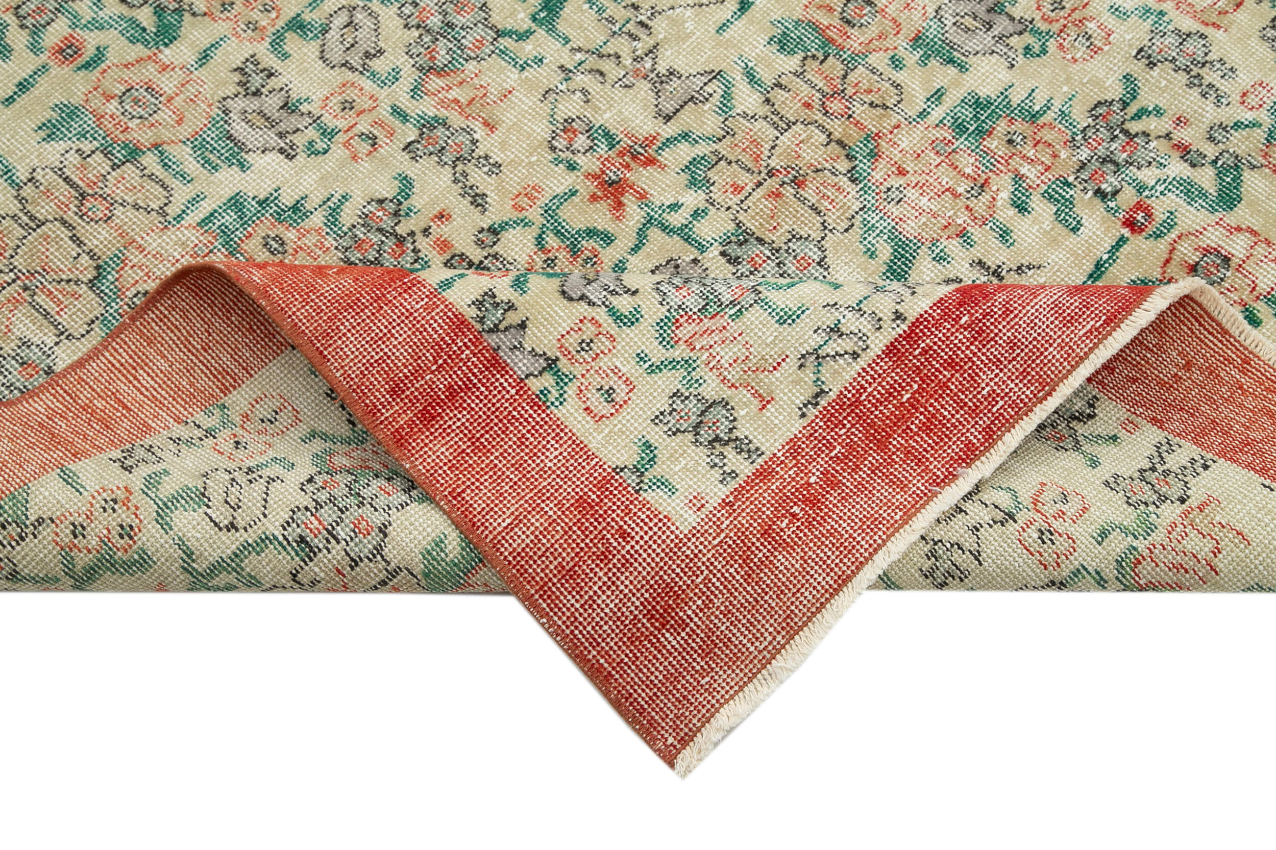 Handmade Wool Area Rug | Traditional Hand Knotted Carpet, Vintage Cotton Rug, Beige 7x10 ft