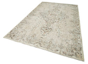 Handmade Vintage Area Rug – Beige Wool Carpet, Durable Cotton Weave 6'7''x10'10''
