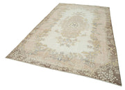 Vintage Cotton Wool Rug – Handmade Area Rug 6'5'' x 11'5'' Beige Natural Fiber
