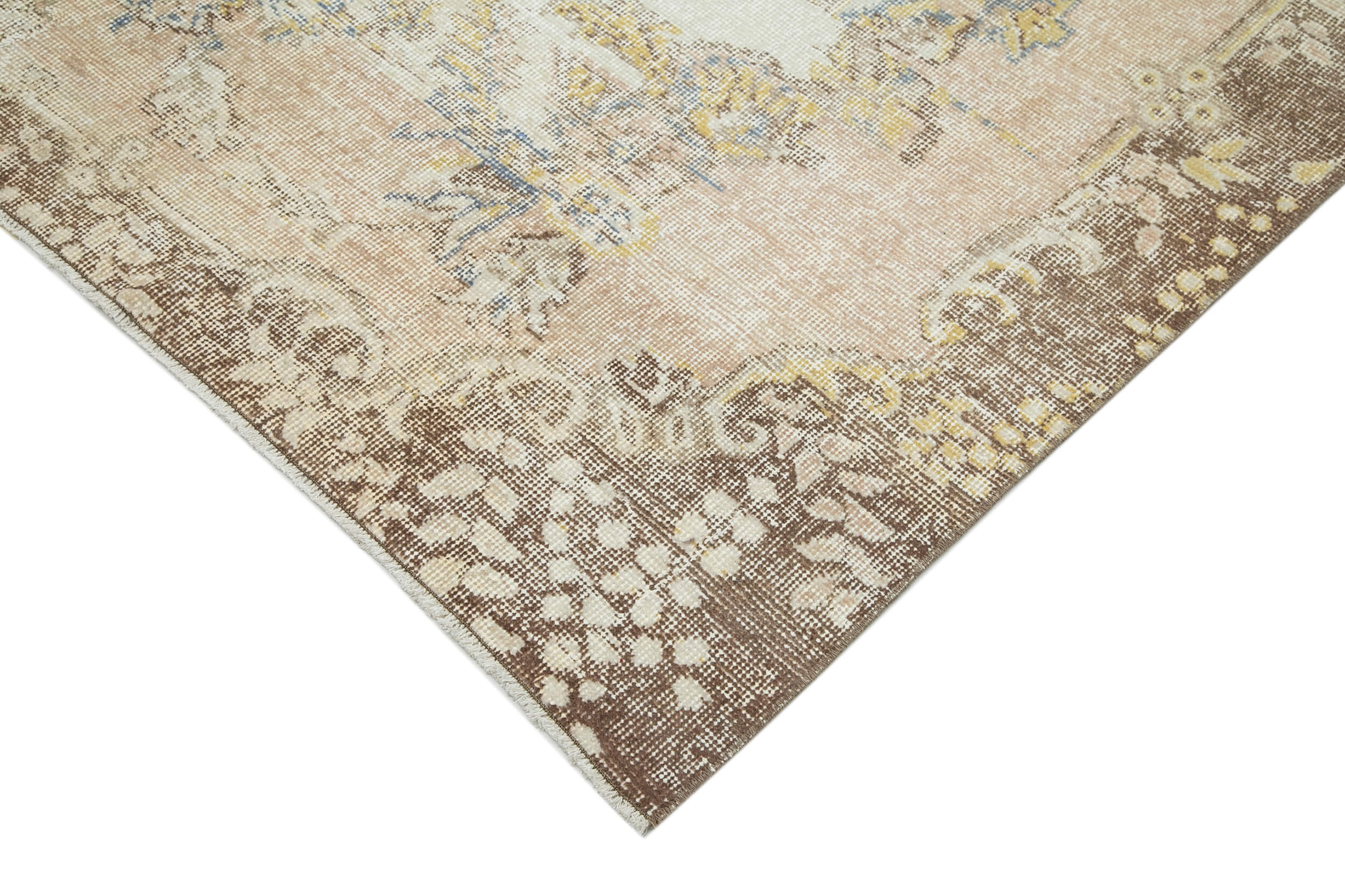Vintage Cotton Wool Rug – Handmade Area Rug 6'5'' x 11'5'' Beige Natural Fiber